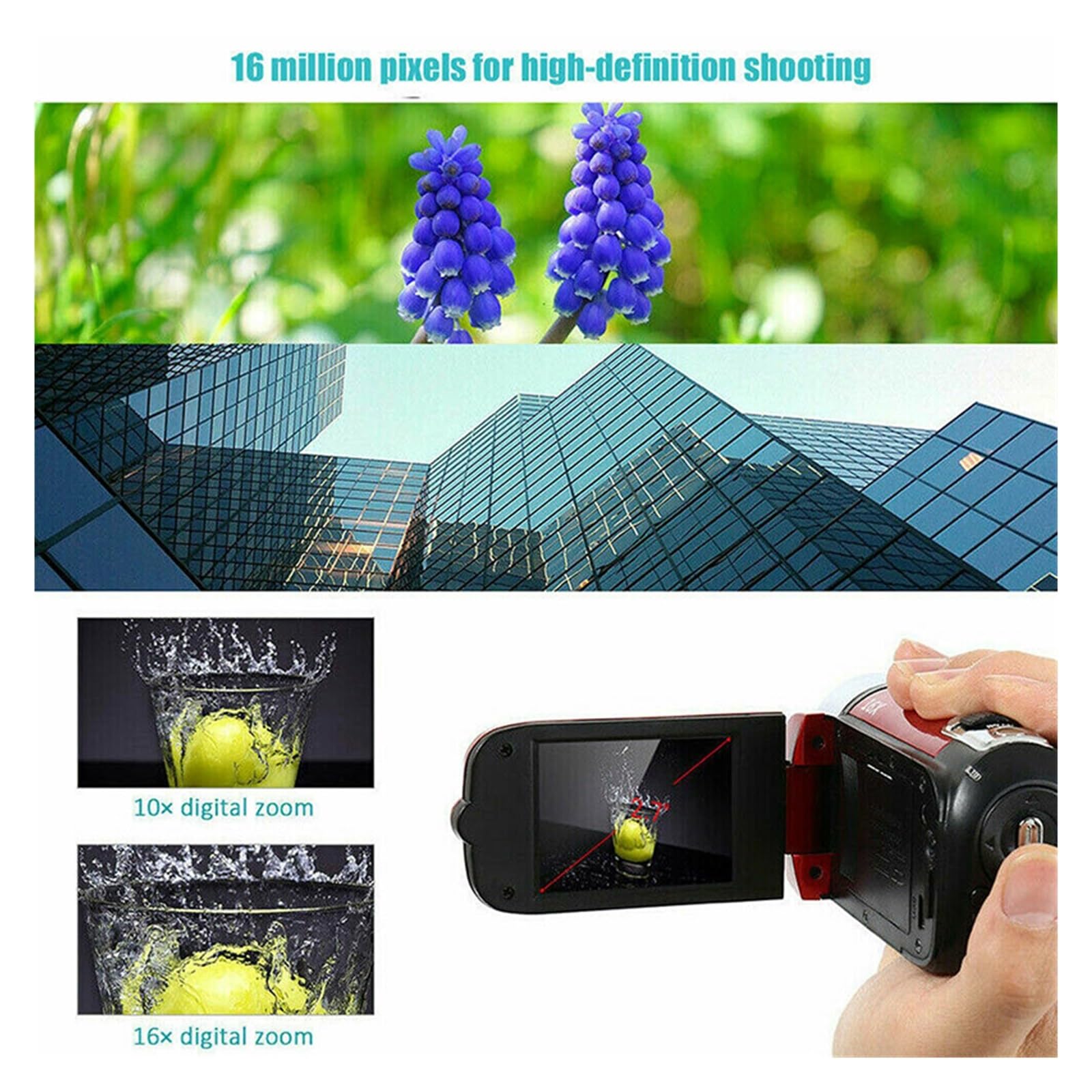 MZZYG 1080P HD Digital Camera with 16X Zoom & 270° Rotatable Lens - Vlogging Camera for YouTube, Travel, Family Events (Red) - Perfect for Content Creation, Outdoor Adventures & Home Videos