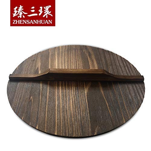 Natural Wooden Wok Lid - 15 Inch Handcrafted Pot Cover - Lightweight Kitchen Accessory for Stir Fry, Steaming & Healthy Cooking - ZhenSanHuan Premium Wooden Cookware