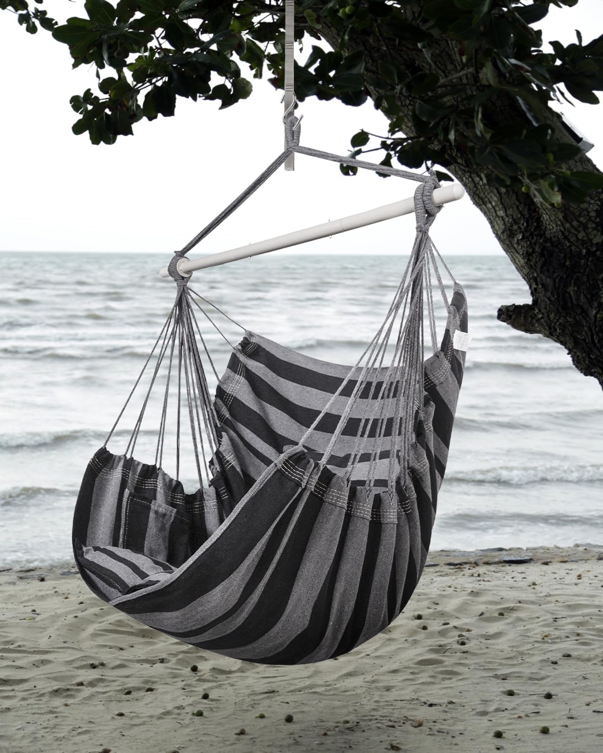 Lulladle Hammock Chair - Indoor/Outdoor Hanging Rope Swing Chair for Bedroom, Patio & Garden - Supports Up to 500 lbs - Perfect for Relaxing, Reading & Lounging