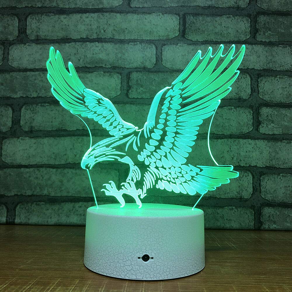 3D Owl Eagle Night Light LED Touch Switch Table Lamp - 7 Color Changing Optical Illusion Desk Decor for Kids Room, Nursery, Christmas Gift, Birthday Present, Home Decor (Perfect for Bedtime, Study & Play)