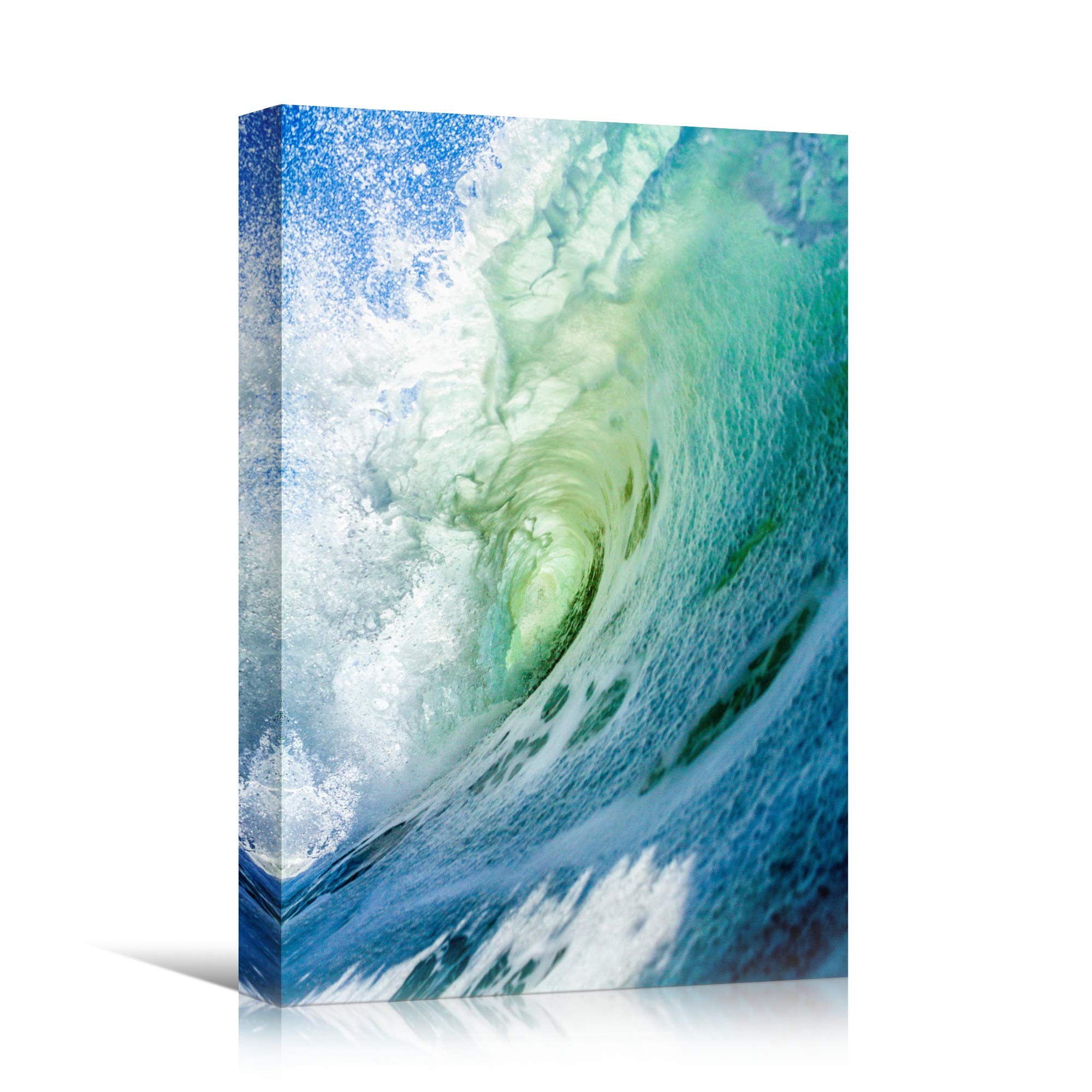Coastal Beach Wave Canvas Wall Art - Blue Ocean Photography for Relaxation & Calm - 32x48 Inches - Perfect for Living Room, Bedroom & Office Decor