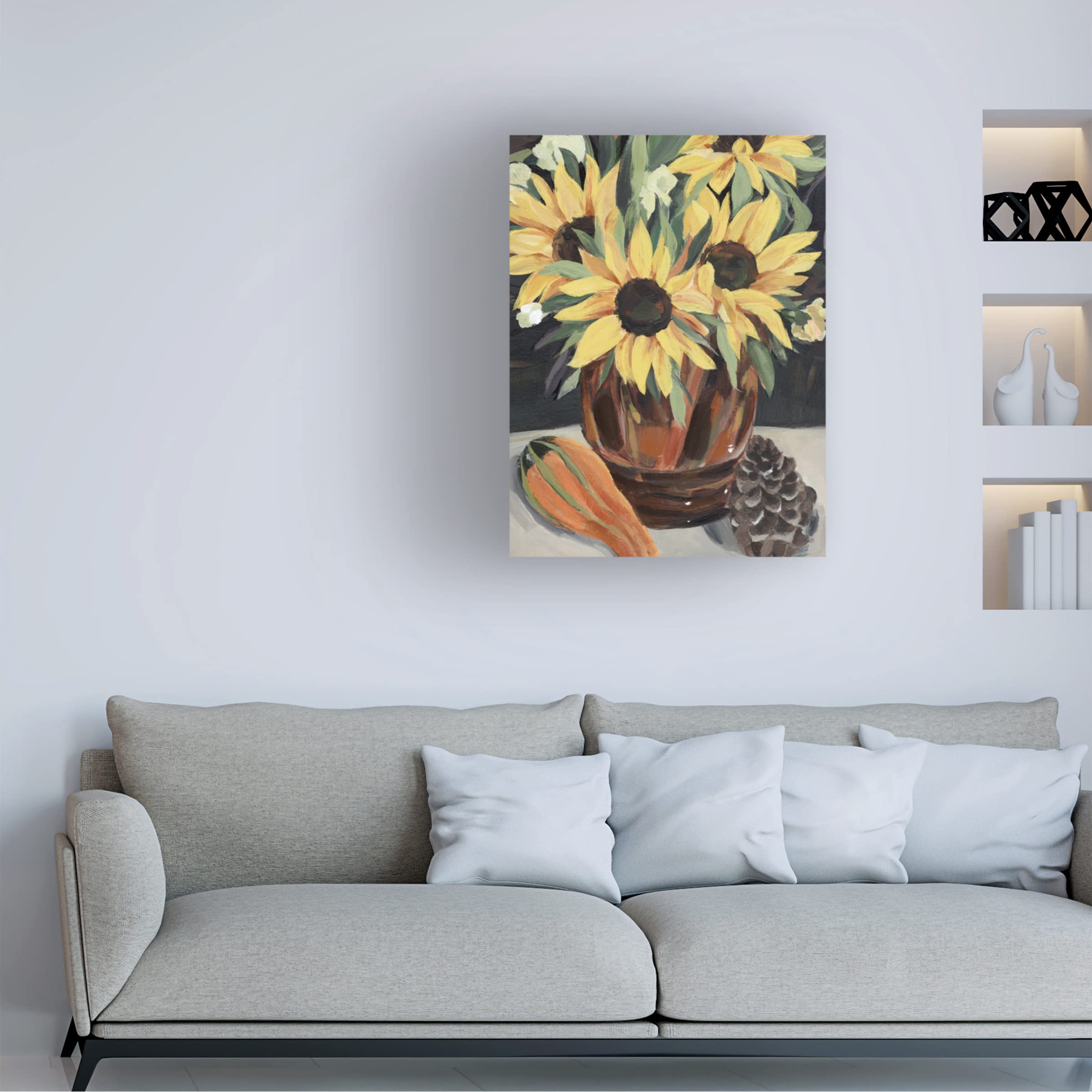 Annie Warren 'Sunflower Vase II' Canvas Wall Art Print - Floral Home Decor for Living Room, Bedroom & Office