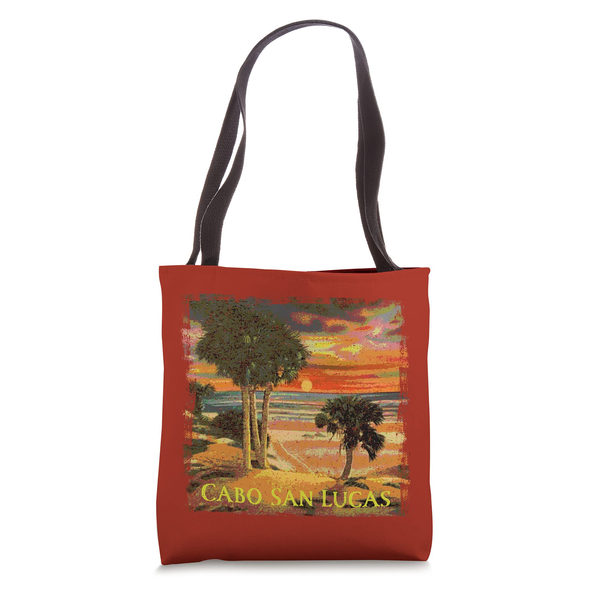 Stylish Cabo San Lucas Sunset Palm Tree Beach Tote Bag - Retro Vintage Design for Women - Perfect for Beach Vacation, Shopping & Daily Use