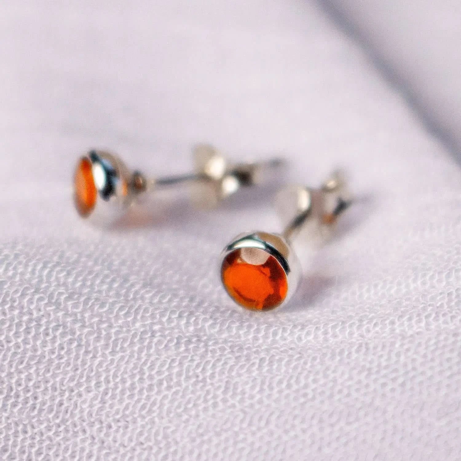 Natural Carnelian Mini Stud Earrings - Sterling Silver July Birthstone Jewelry for Women - Perfect for Gifts, Birthdays & Everyday Wear