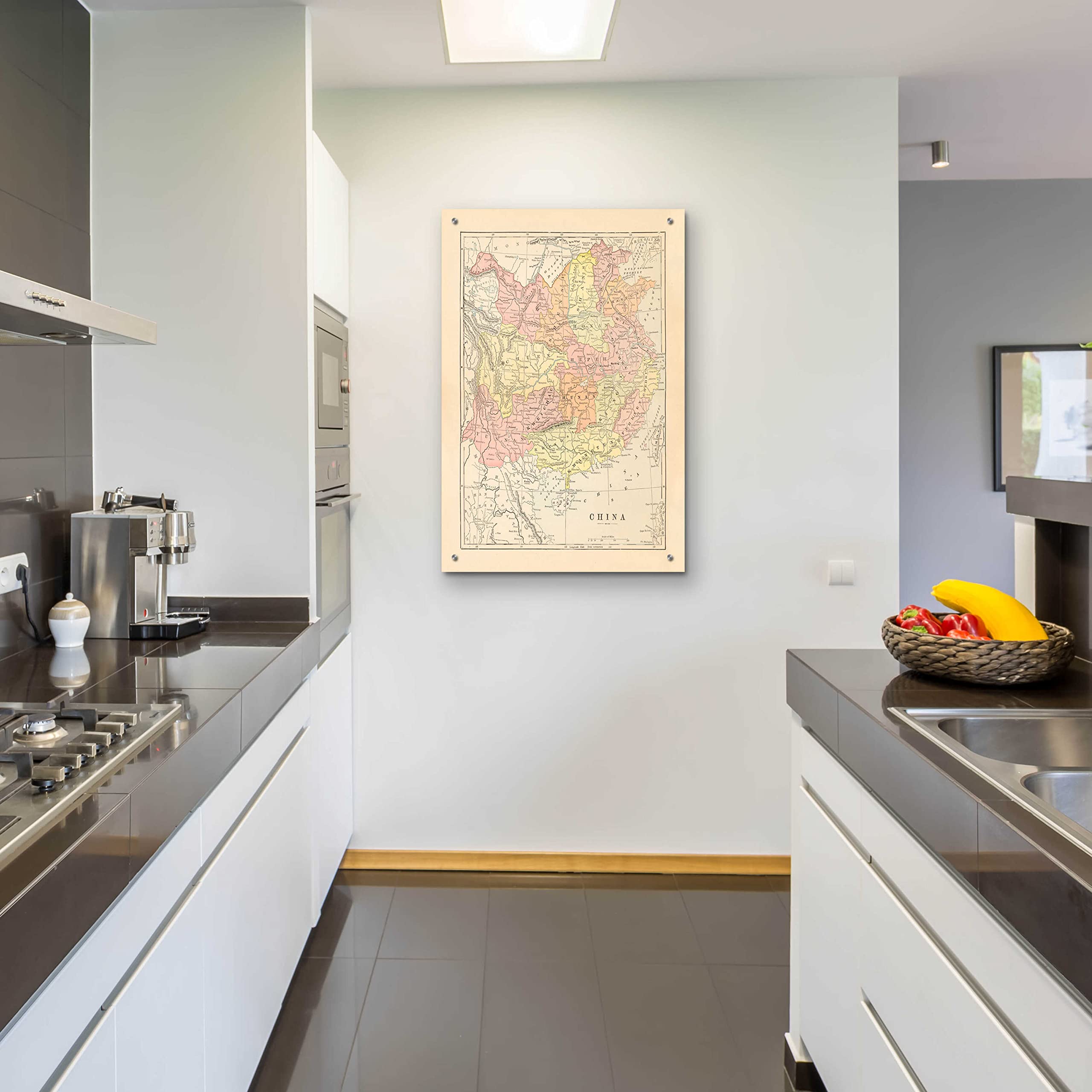 Epic 'Map of China' Wall Art Print by Wild Apple Portfolio - 24x36 Inch Acrylic Glass Framed Decor for Living Room, Office & Asian-Themed Spaces