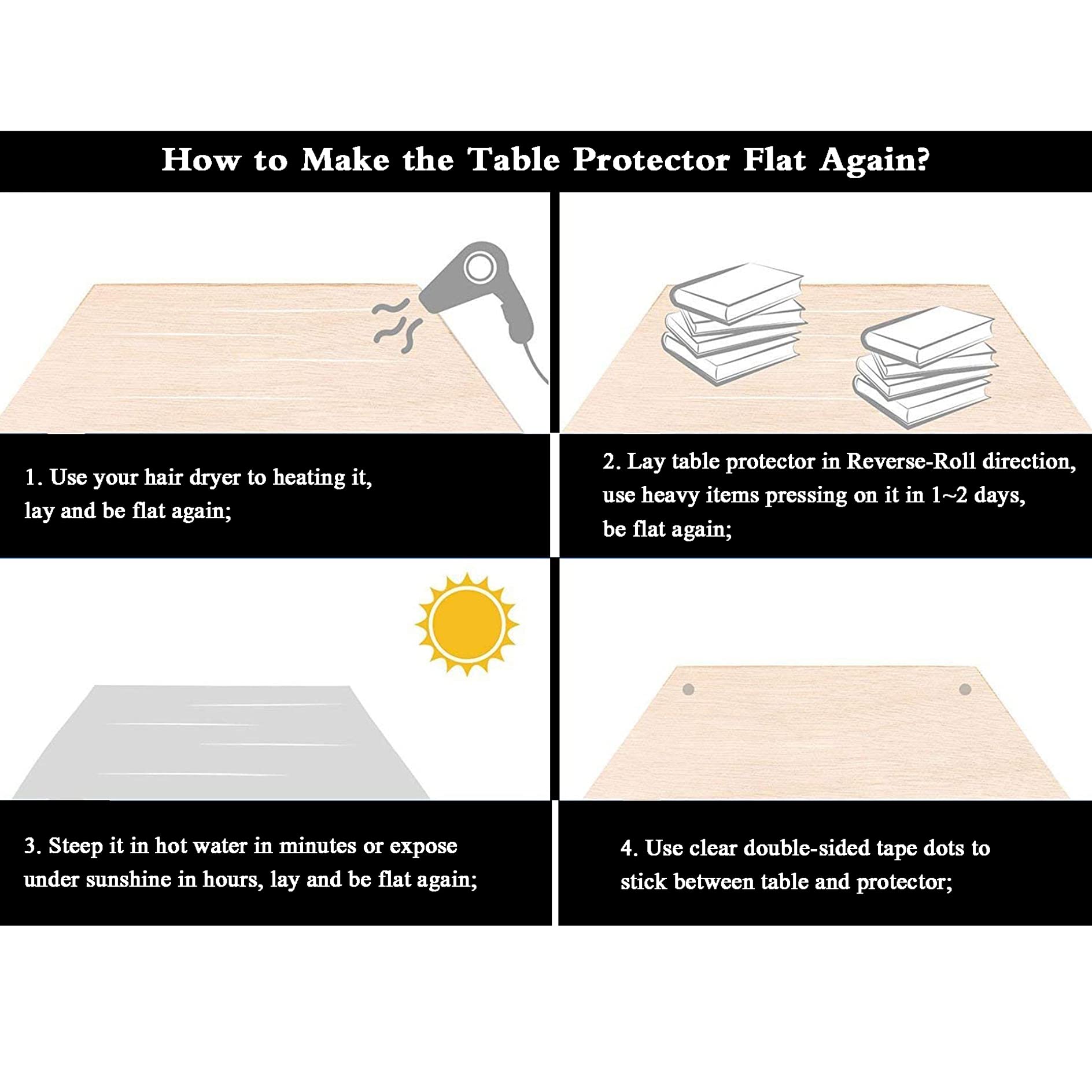 Clear PVC Waterproof Table Protector Cover - Easy Clean Vinyl Tablecloth for Office, Nightstand, Computer & Writing Desk - Durable Furniture Topper Pad for Home & Office Use