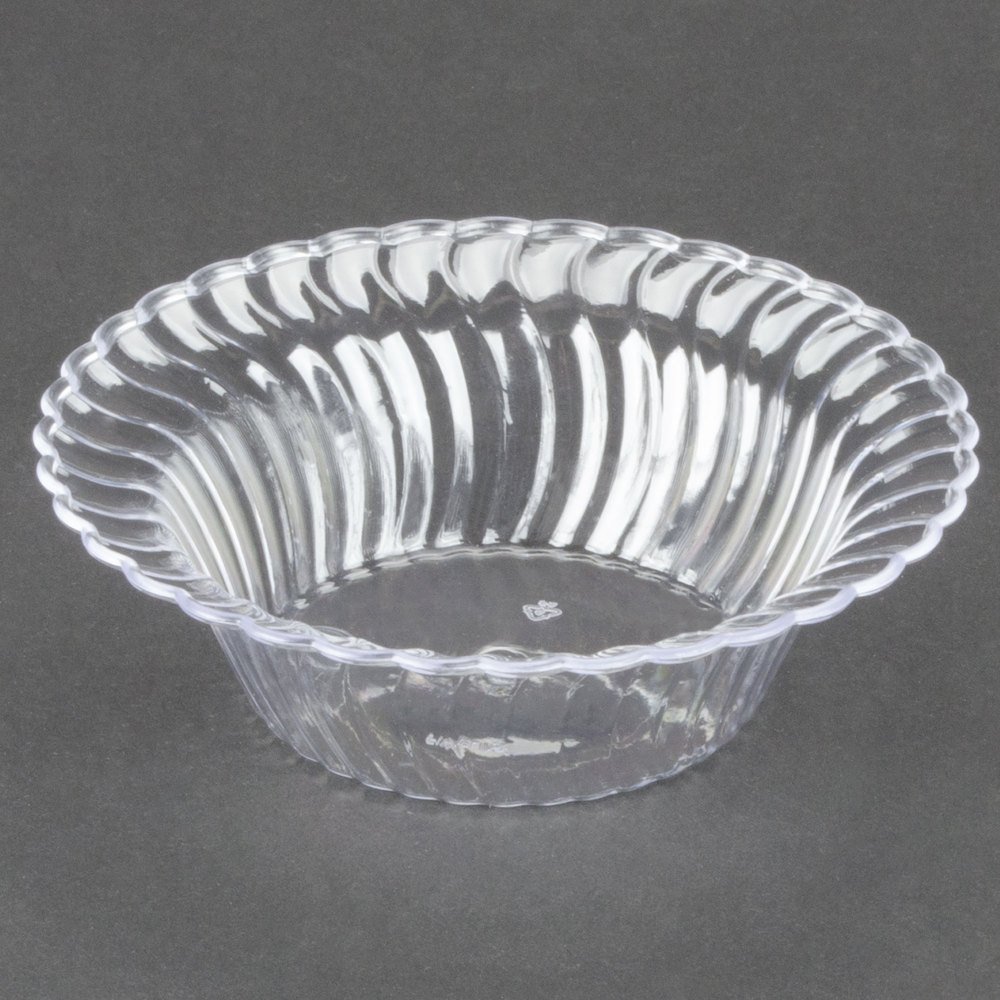 Fineline Settings Flairware Clear Shell Edged China-Style 5 oz Bowl Set - 180 Piece Dinnerware Collection for Restaurants, Catering & Elegant Dining Events