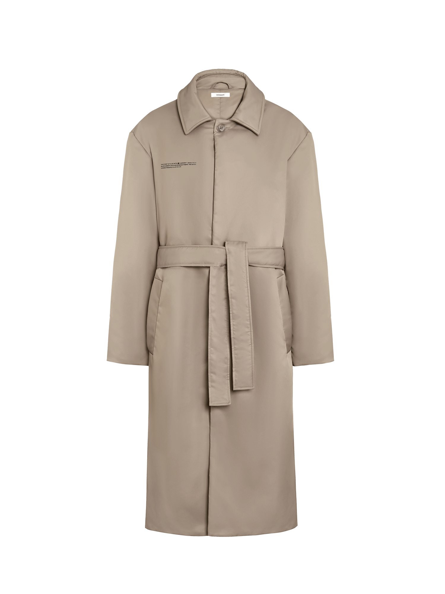 Women's Floral Trench Coat - Warm Winter Long Coat in Taupe for Office, Dating & Outdoor Activities