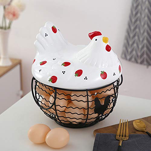 ASHao Ceramic Egg Holder Basket - Rustic Iron & Water Pattern Design for Kitchen & Living Room Decor, Holds 25 Eggs - Perfect for Farmhouse Style Homes, Easter Decorations & Fruit Display