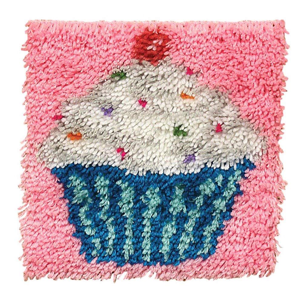 Wonderart Latch Hook Kit 12x12 - DIY Cupcake Rug Making Kit for Beginners | Perfect for Home Decor, Wall Hanging & Craft Projects