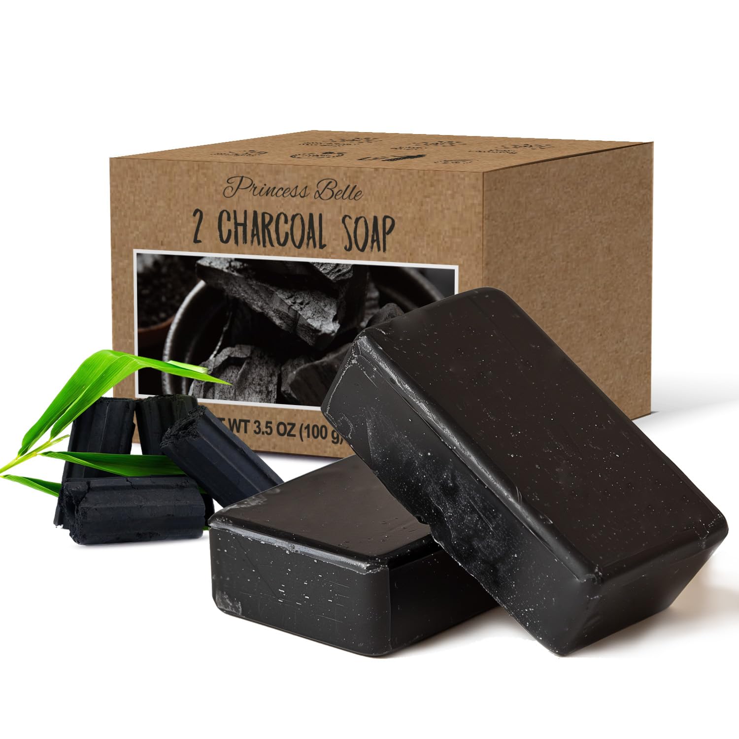 Activated Charcoal Soap Bar for Men & Women - Deep Cleansing, Detoxifying & Moisturizing Face & Body Soap with Charcoal Powder - Natural Black Bar Soap for Acne, Body Odor & Blackhead Removal - 2 Pack - Perfect for Daily Skincare & Post-Workout Cleansing