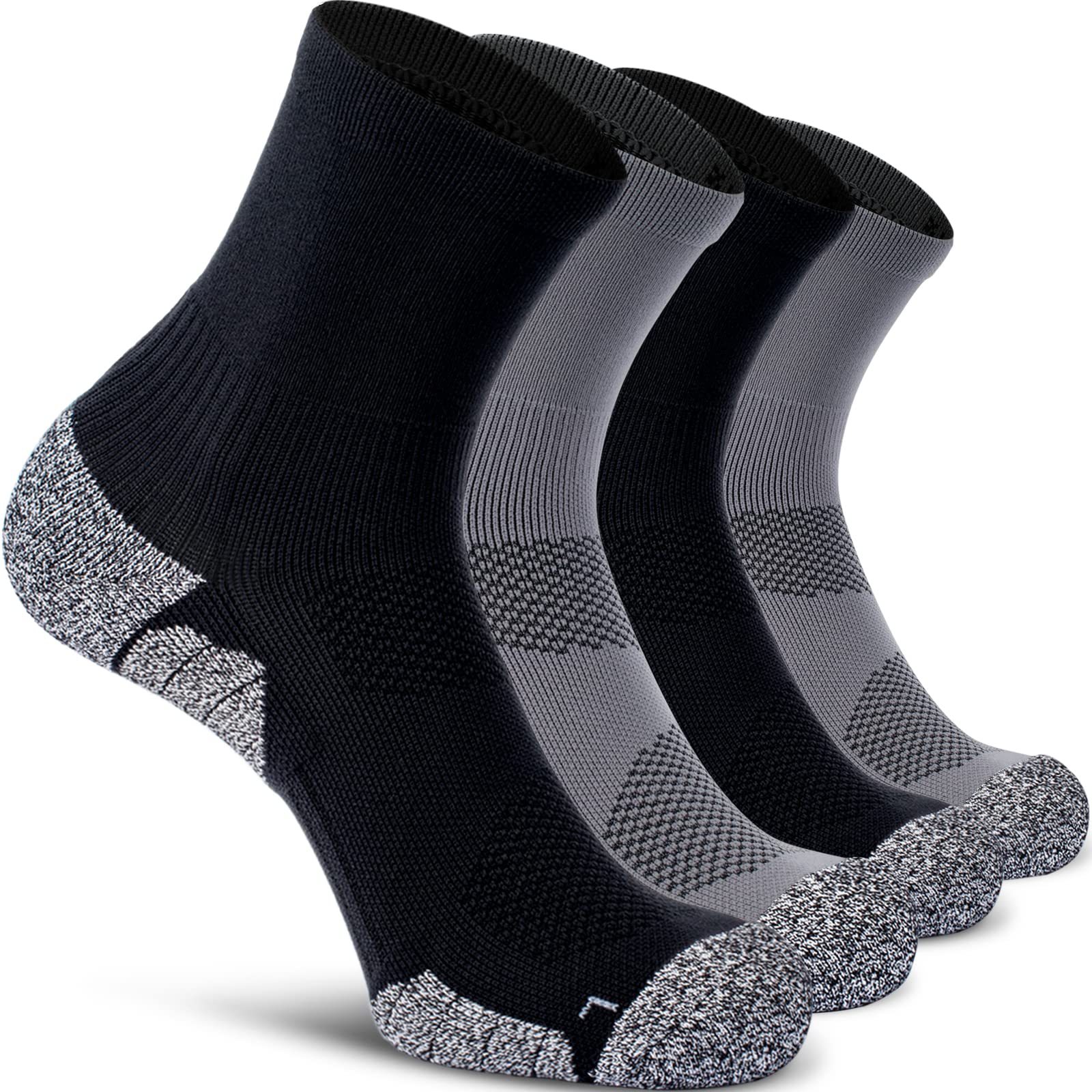 CWVLC Compression Athletic Quarter Socks (4-Pair) - Breathable Cushioned Support for Men, Women & Kids - Perfect for Running, Basketball & Workout