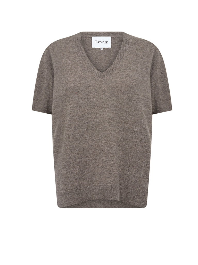 Levete Room Eloise Cashmere V-Neck Sweater for Women - Soft Luxury Knit Pullover in Morel Brown - Perfect for Office, Date Night & Winter Layering