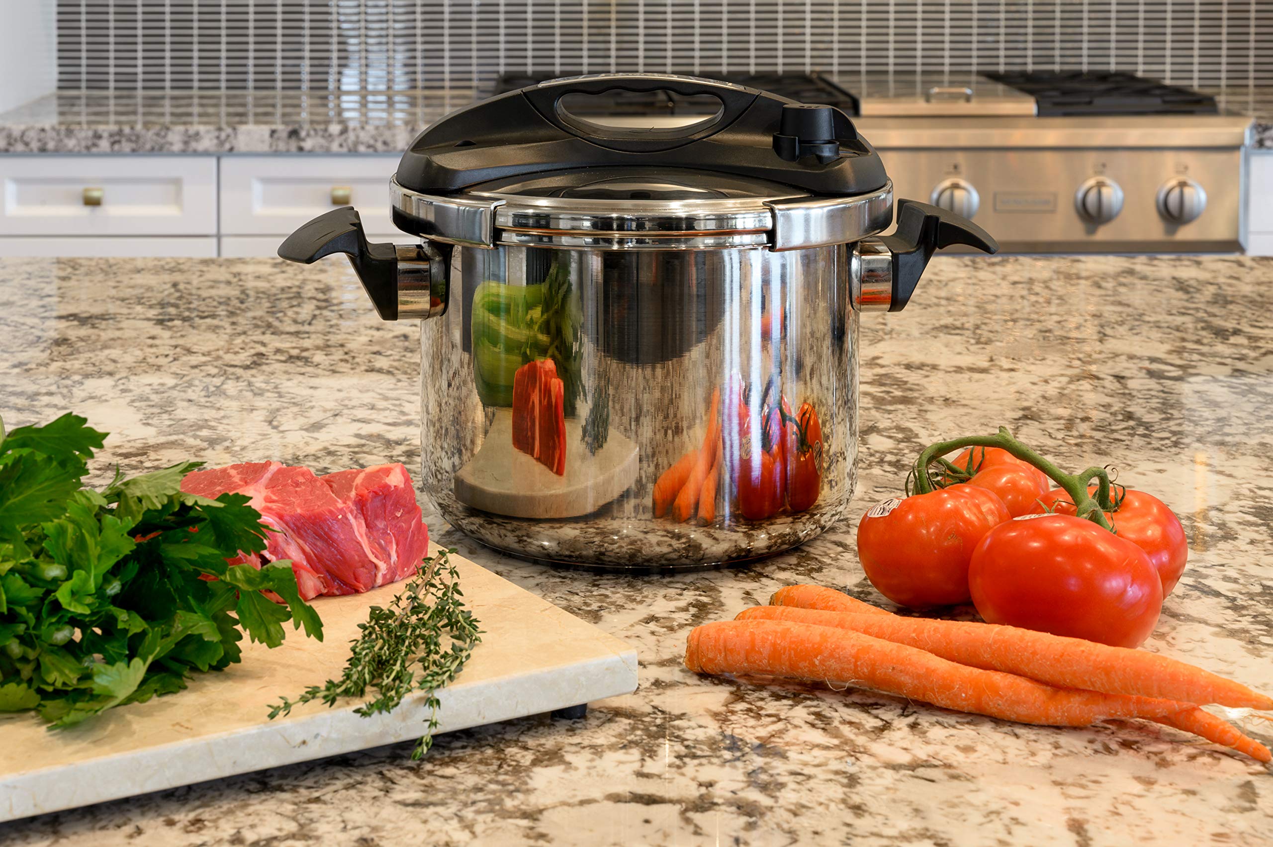 Barton 8 Quart Stainless Steel Stovetop Pressure Cooker with Easy-Lock Lid - 18/8 Stainless Steel, Includes Recipe Book - Perfect for Fast Cooking, Meal Prep & Healthy Eating at Home