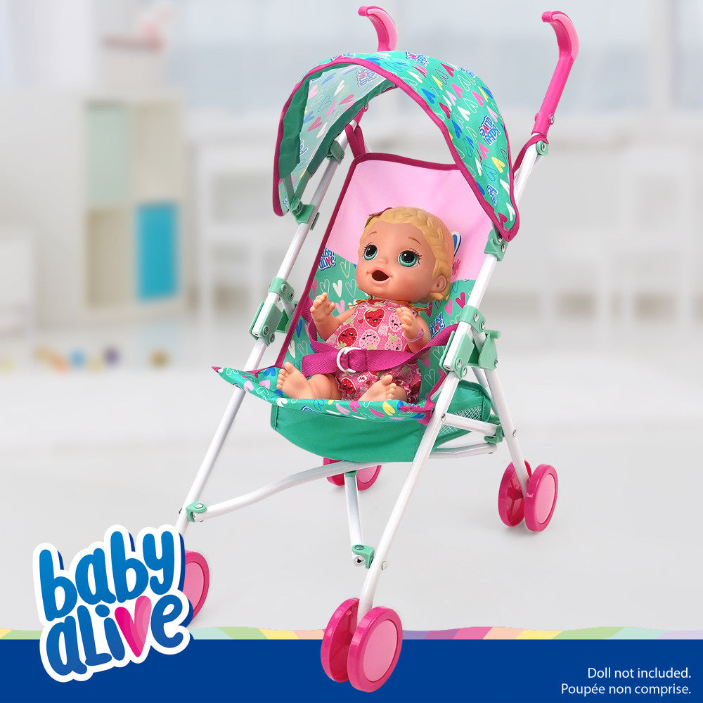 Baby Alive Doll Umbrella Stroller with Hearts & Colors Playset - Interactive Toy Stroller for Toddlers & Kids (Ideal for Indoor Play, Birthday Gifts & Role-Playing Fun)