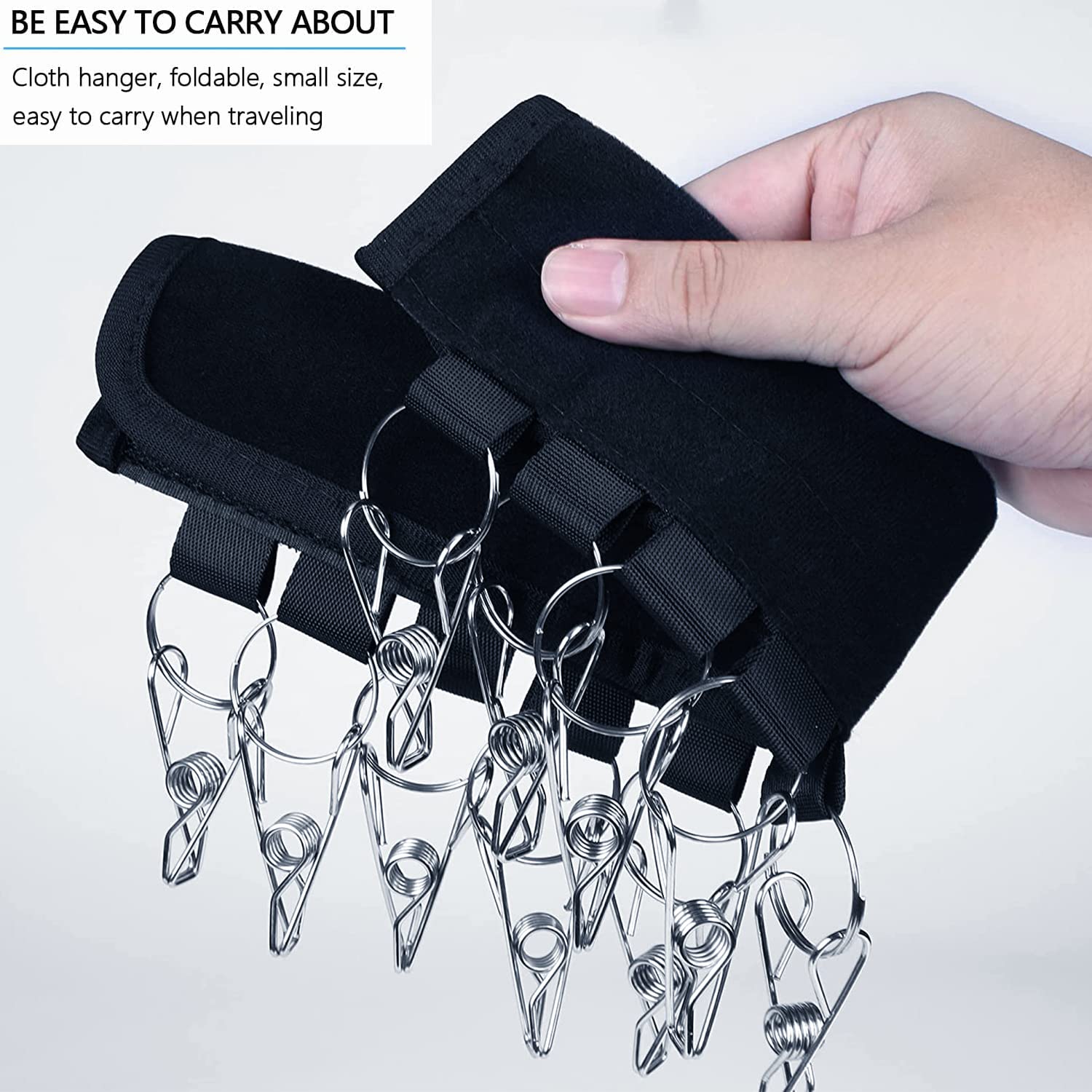2 Pack Black Hanger Hat Organizer - 20 Large Clip Closet Display for Baseball Caps, Winter Hats & Accessories - Fits All Hanger Sizes - Space Saving Hat Storage for Closet & Room Organization