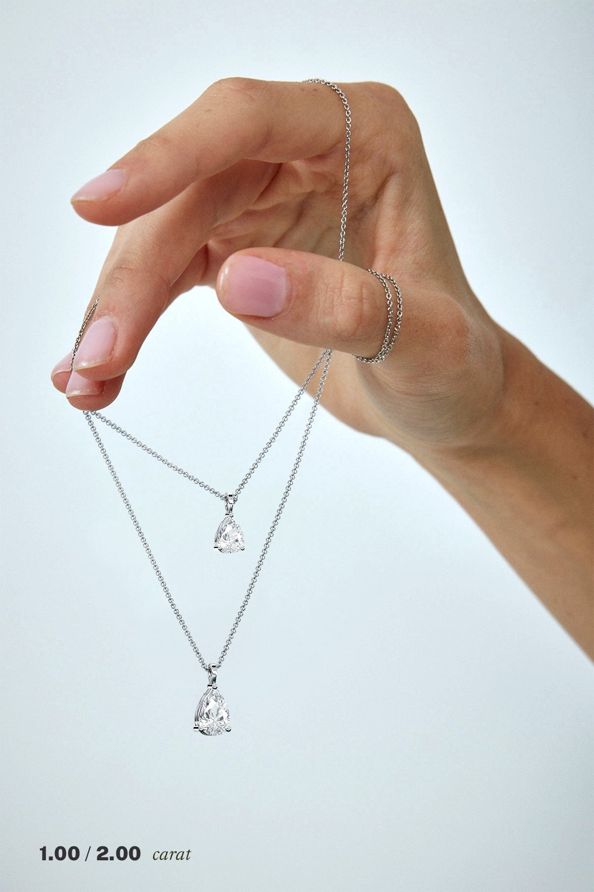2 Carat Pear-Shaped Diamond Pendant Necklace - 14K White Gold Solitaire Jewelry for Women - Perfect for Weddings, Anniversaries & Special Occasions