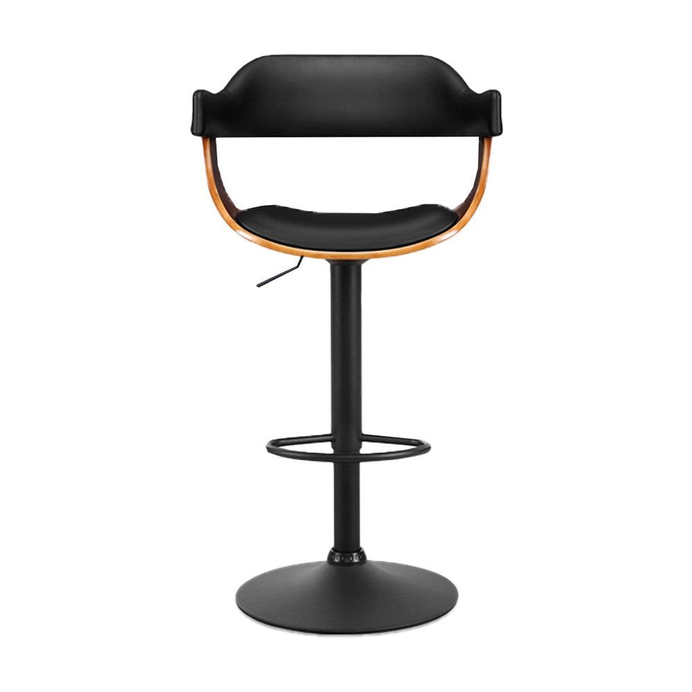 Adjustable Height Gas Lift Bar Stools with Armrests - Premium Black Leather Counter Stools for Kitchen Island, Dining Room & Home Bar