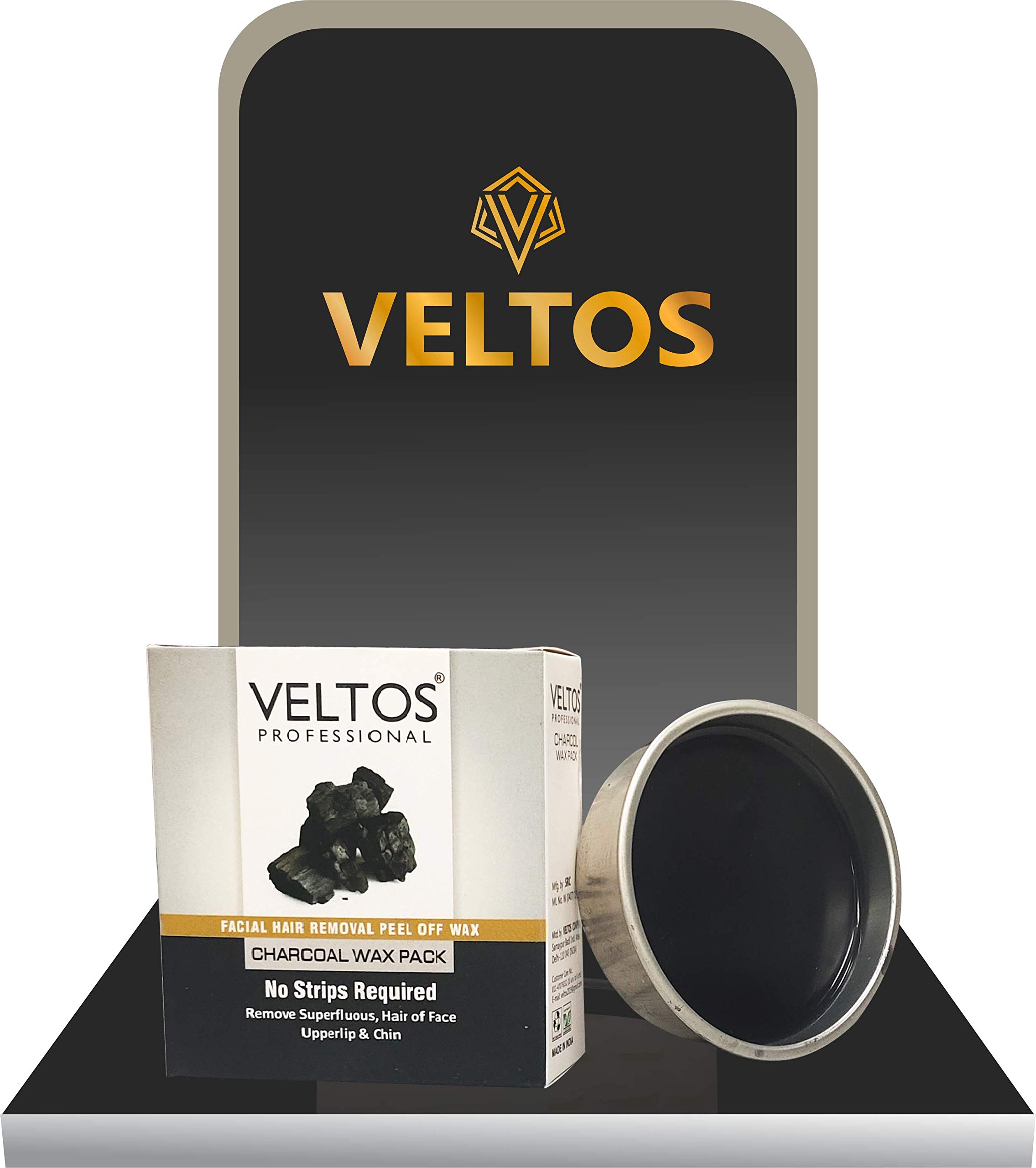 VELTOS PROFESSIONAL Peel-Off Wax Kit for Upper Lip, Facial Hair, Eyebrows & Chin - Charcoal, Aloe Vera & Apple Wax Combo (80g Each) | At-Home Hair Removal for Smooth Skin | Perfect for Salon-Quality Results & DIY Beauty Care