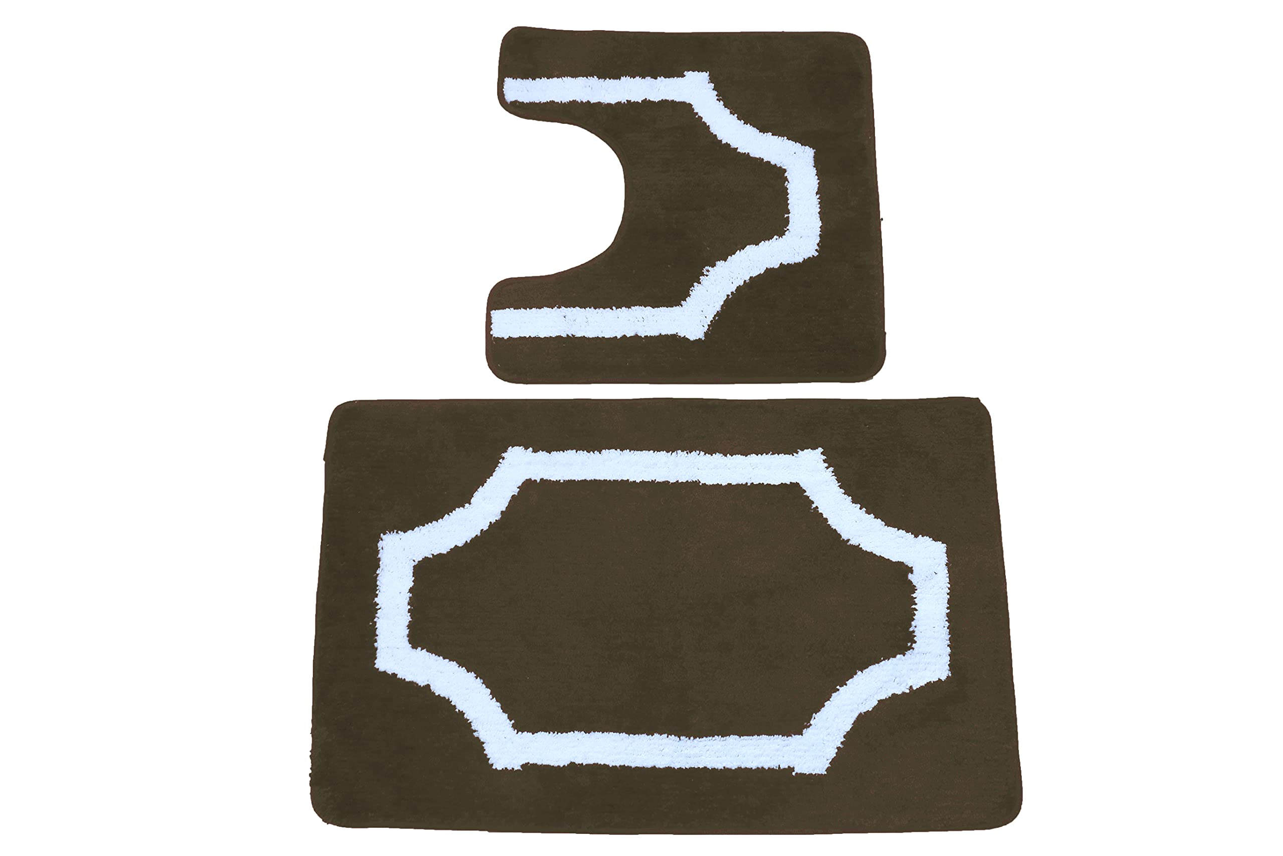 Premium 2-Piece Modern Microfiber Bathroom Rug Set - Soft, Non-Slip PVC Backing, Brown - Perfect for Bathroom Decor, Spa Retreats & Upscale Home Fashion