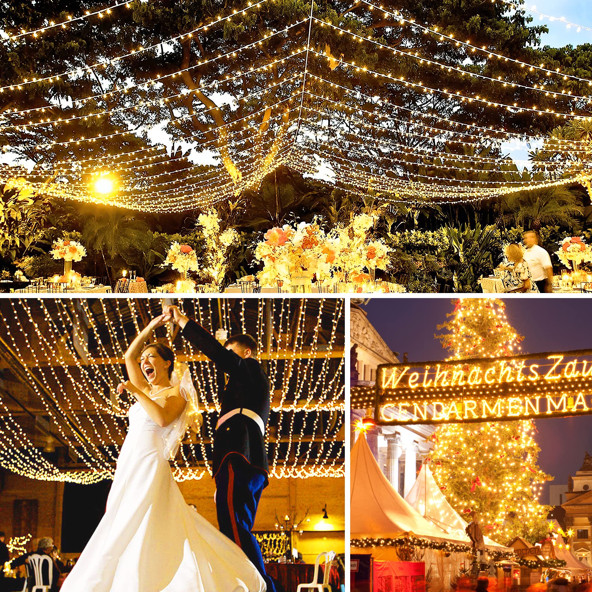500 LED 165FT Solar String Lights Outdoor with 8 Modes & Timer - Remote Control Waterproof Christmas Lights for Holiday, Patio, Garden, Wedding & Party Decor (Warm White) | Perfect for Backyard, Porch, Fence & Landscape Lighting
