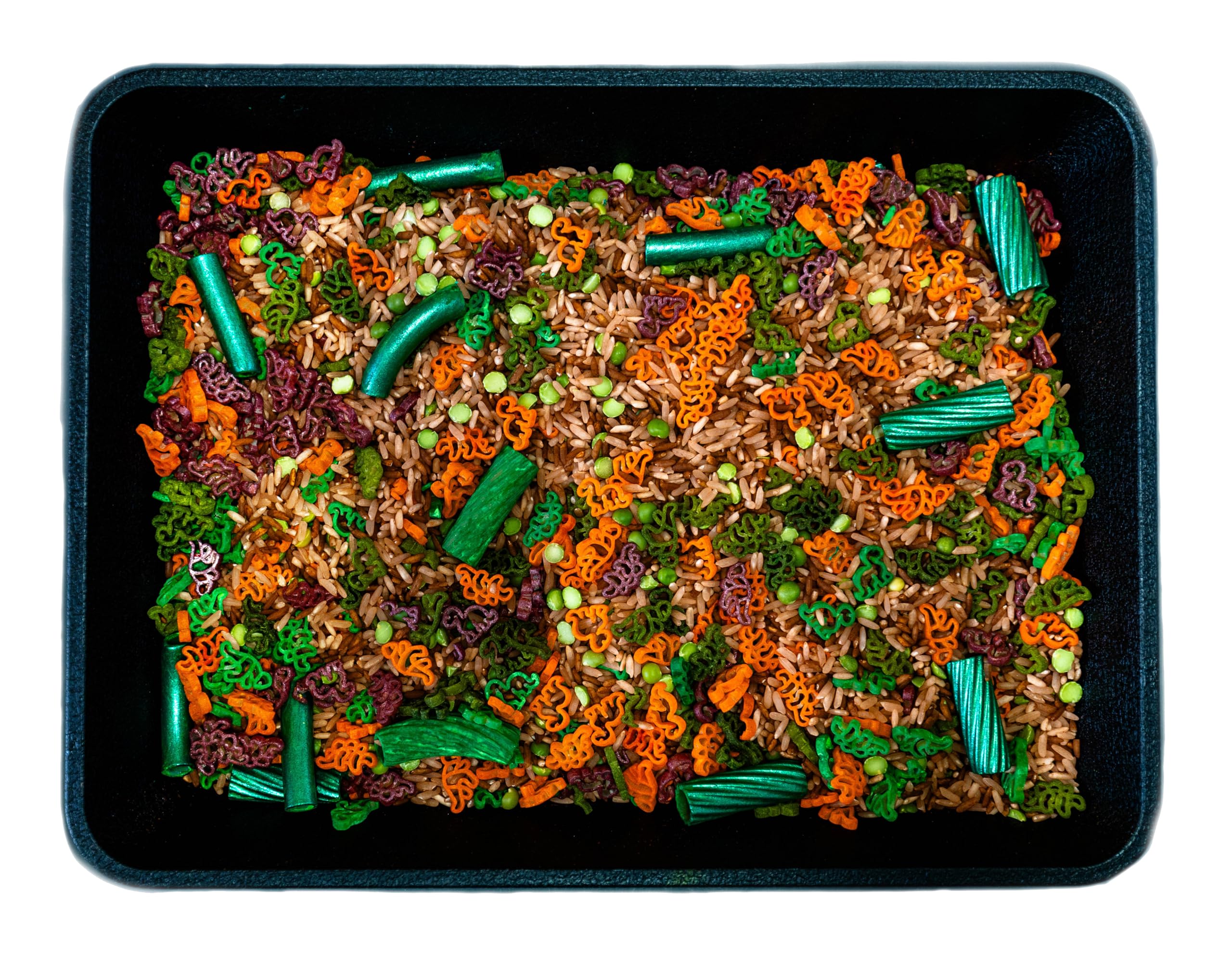 Dinosaur Sensory Bin Filler Kit - 4 Cups of Colored Sensory Rice & Pasta for Kids | Dinosaur Toys, Arts & Crafts, Sensory Table Activities | Perfect for Preschool Learning & Sensory Play