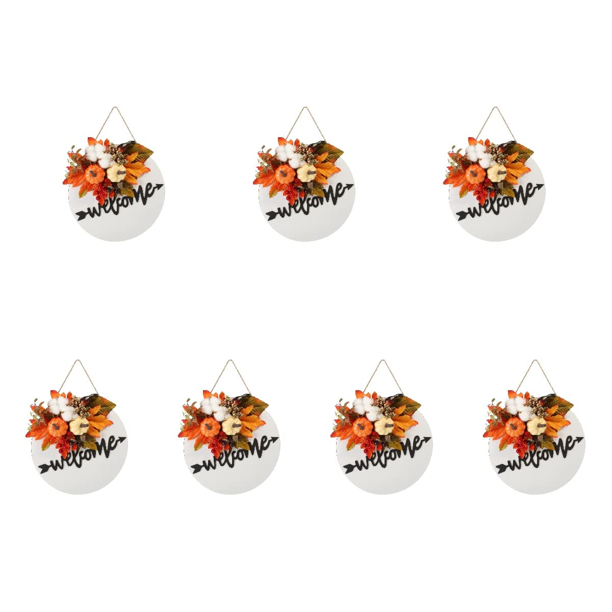 GALPADA 7-Piece Thanksgiving Pumpkin Door Decor Set - Fall Harvest Hanging Decorations with Welcome Sign for Front Door, Porch, and Home Decor - Perfect for Autumn, Halloween, and Thanksgiving Season