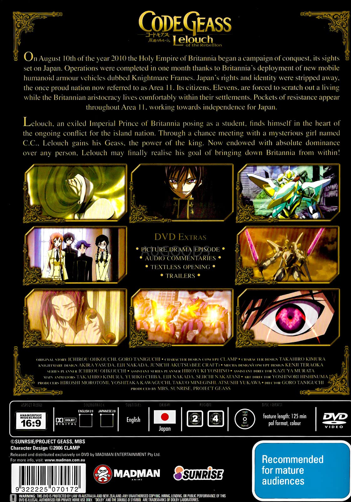 Code Geass: Lelouch of the Rebellion Season 1 DVD - Anime Series Complete Collection | Perfect for Anime Fans & Collectors | Great for Home Entertainment & Gift Giving