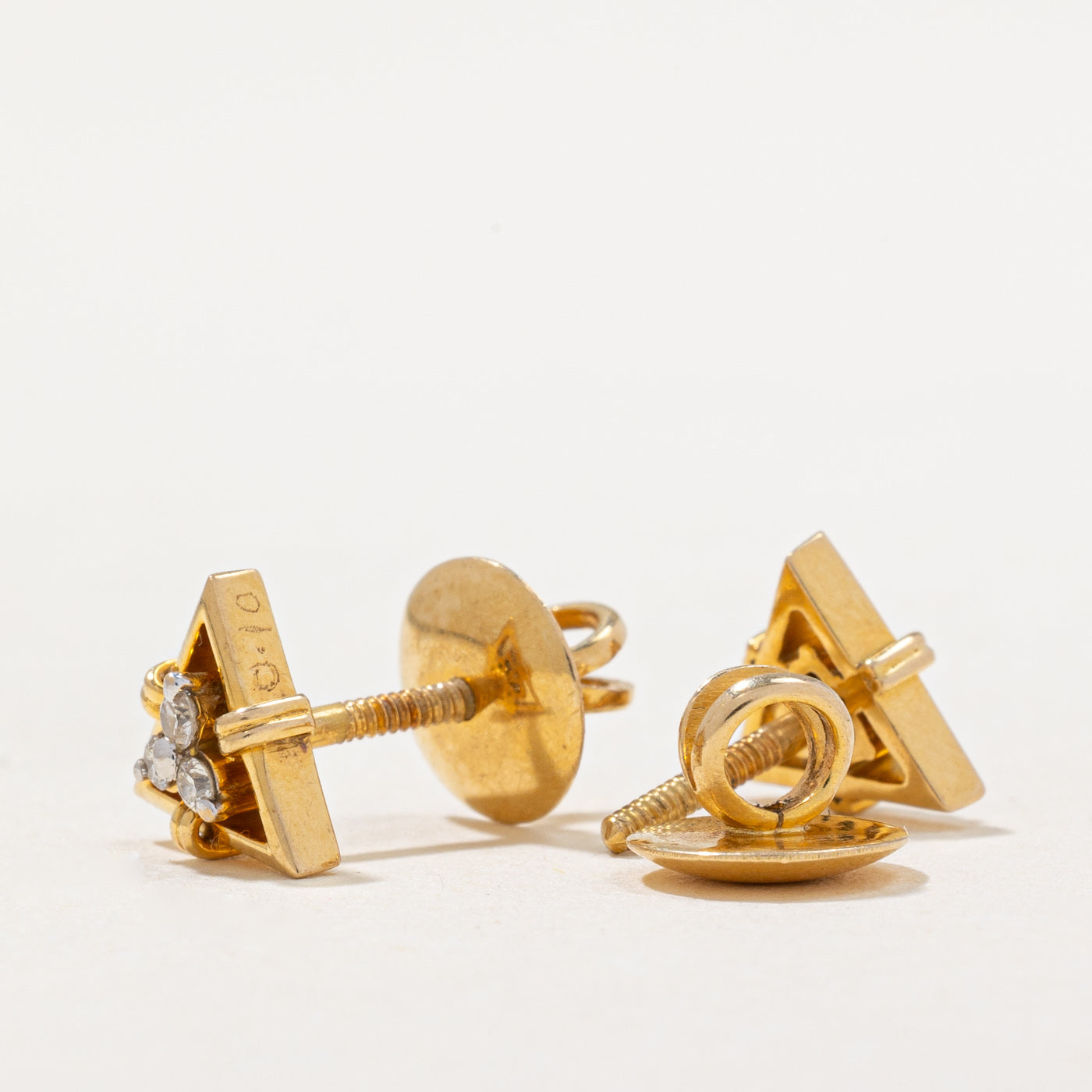 0.10ctw Diamond Triangle Stud Earrings for Women - Dainty Geometric Earrings for Everyday Wear & Special Occasions