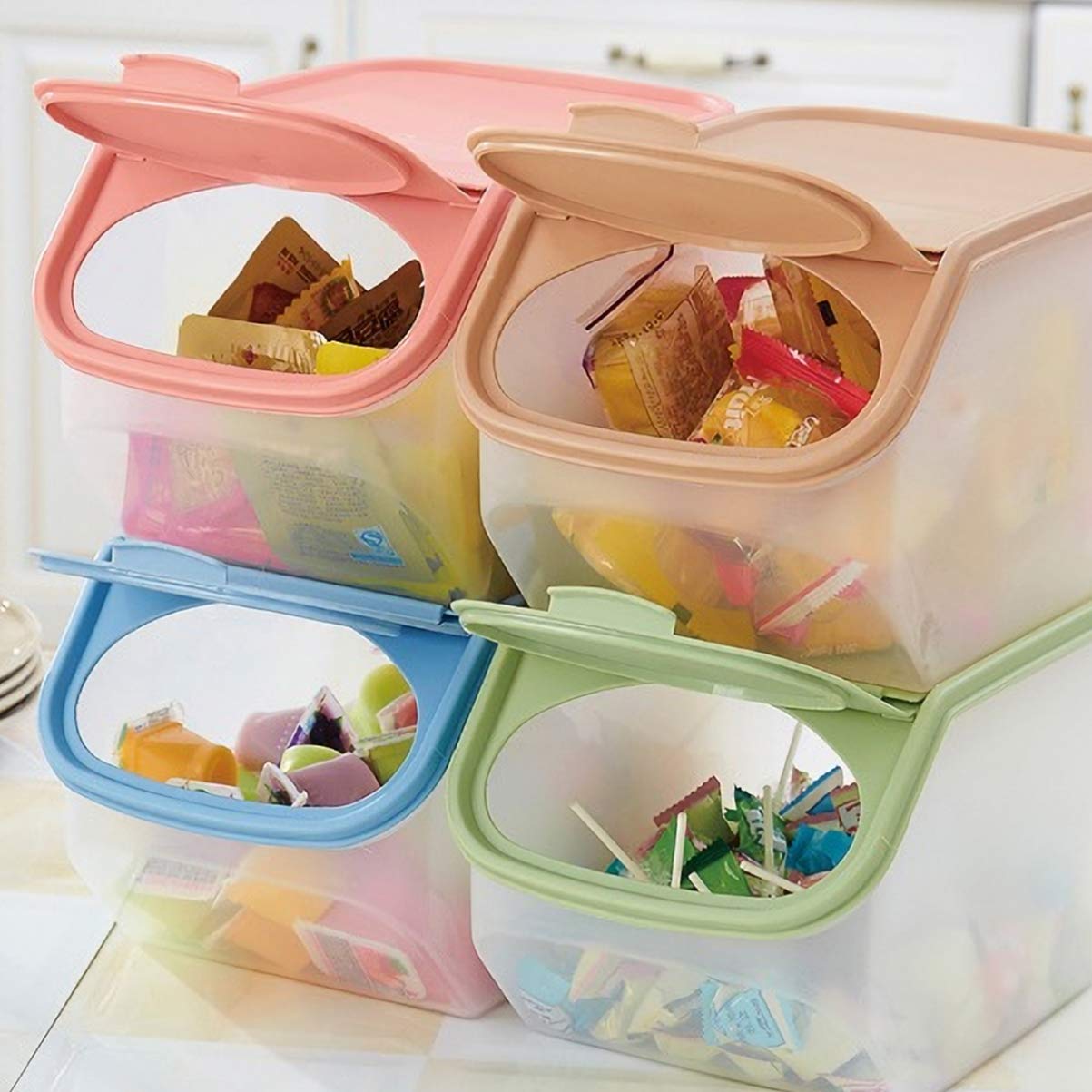Cabilock Large Plastic Rice Storage Container with Dispenser - 10L Food Grain Holder for Rice, Flour, Cereal, Bread - Airtight Pantry Organizer for Kitchen, Home, Office (Blue) - Perfect for Meal Prep, Bulk Food Storage & Space Saving