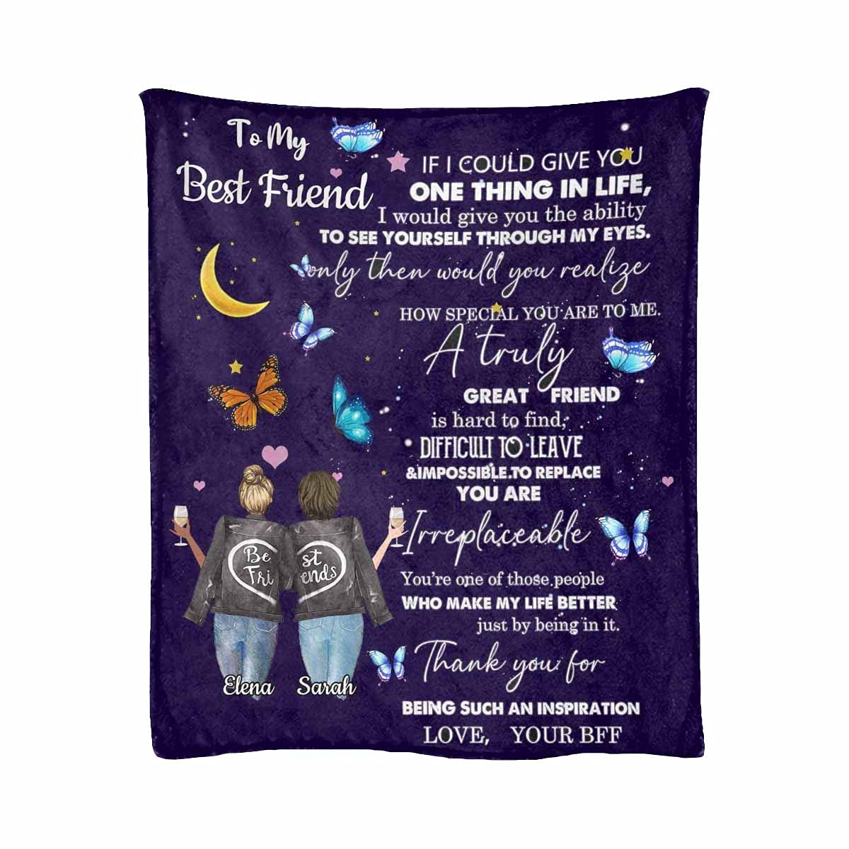 Custom Best Friend Blanket - Personalized Letter Quilt for Sofa & Bedroom - 60