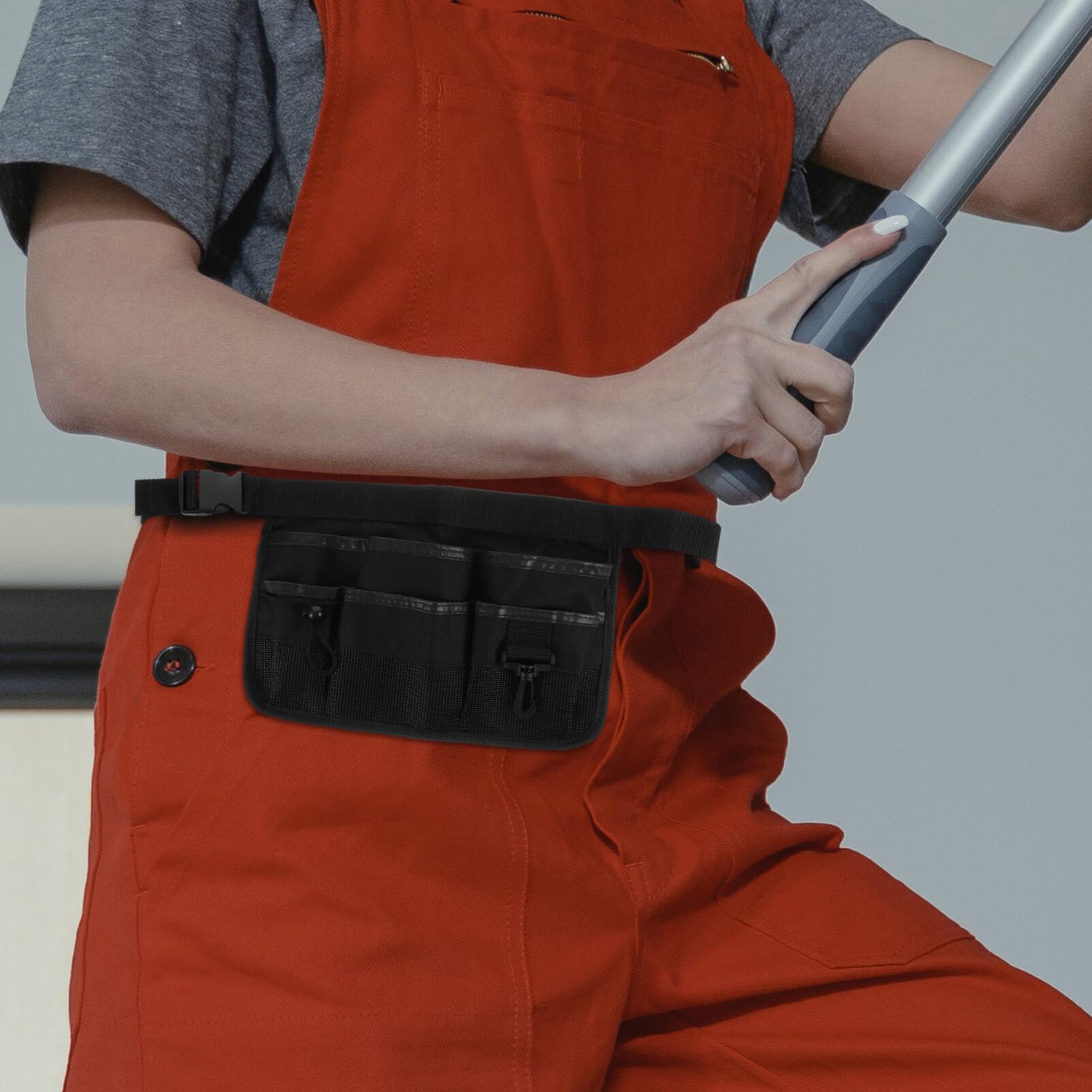 UPKOCH Adjustable Waist Tool Bag - Nylon Fanny Pack with 6 Pockets & Reflective Stripe - Cleaning, Gardening, DIY Work Belt Organizer for Men & Women (Black) - Perfect for Home Repairs, Landscaping & Professional Use