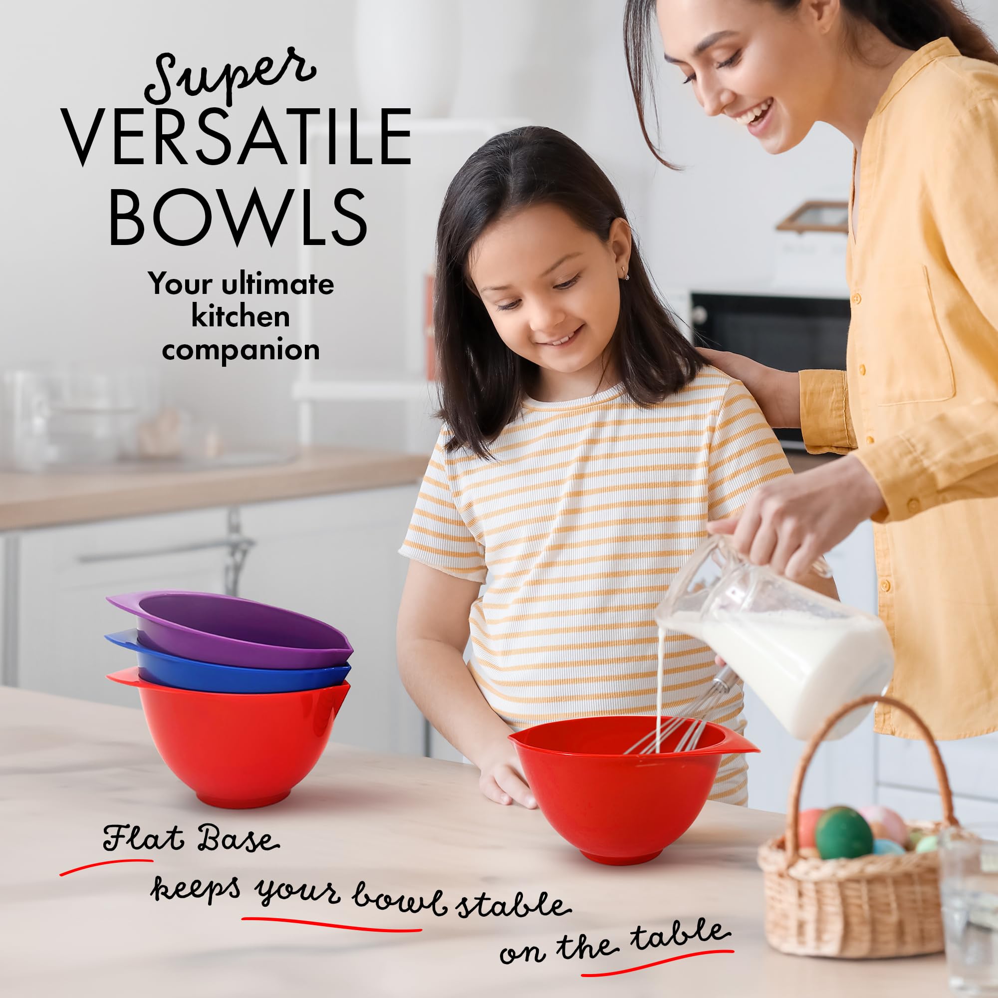 TQGEAR WePrep - 3-Piece Colorful Mixing Bowl Set (1.75-2L Each) for Meal Prep, Baking, Serving Salads, Sauces & Snacks - Perfect for Kitchen, Cooking & Food Storage