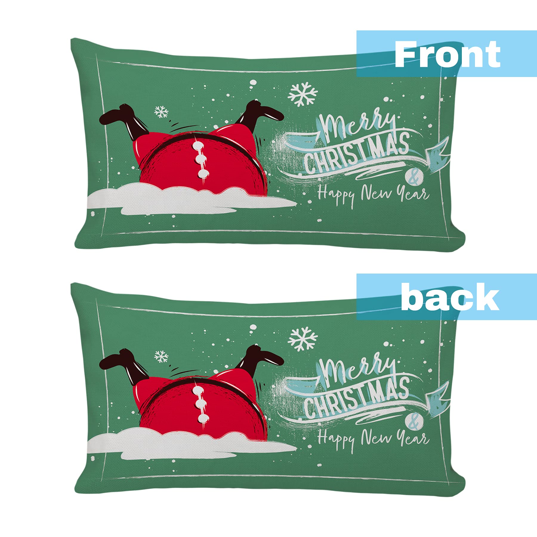 Premium Cotton & Linen Christmas Pillow Covers Set of 2 (12x20 Inch) - Holiday Home Decor for Sofa, Bedroom & Living Room - Festive Seasonal Throw Pillow Cases