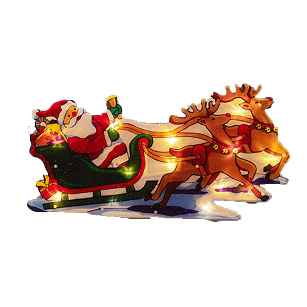 LED Santa Claus & Snowman Christmas Decoration Lights with Window Suction Cups - Flashing Holiday Lights for Indoor/Outdoor Use - Perfect for Christmas Room, Window Sill, Garden & Party Decorations
