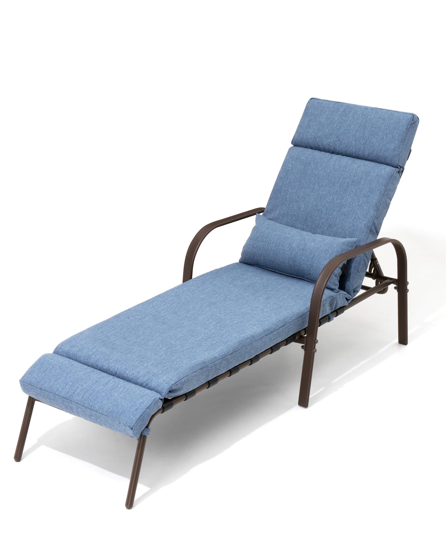 Pellebant Adjustable Patio Chaise Lounge Chair with Cushion - 5-Position Outdoor Recliner for Beach, Pool, Yard & Garden - All-Weather Resistant Dark Blue Lounge Chair for Relaxing, Sunbathing & Outdoor Lounging