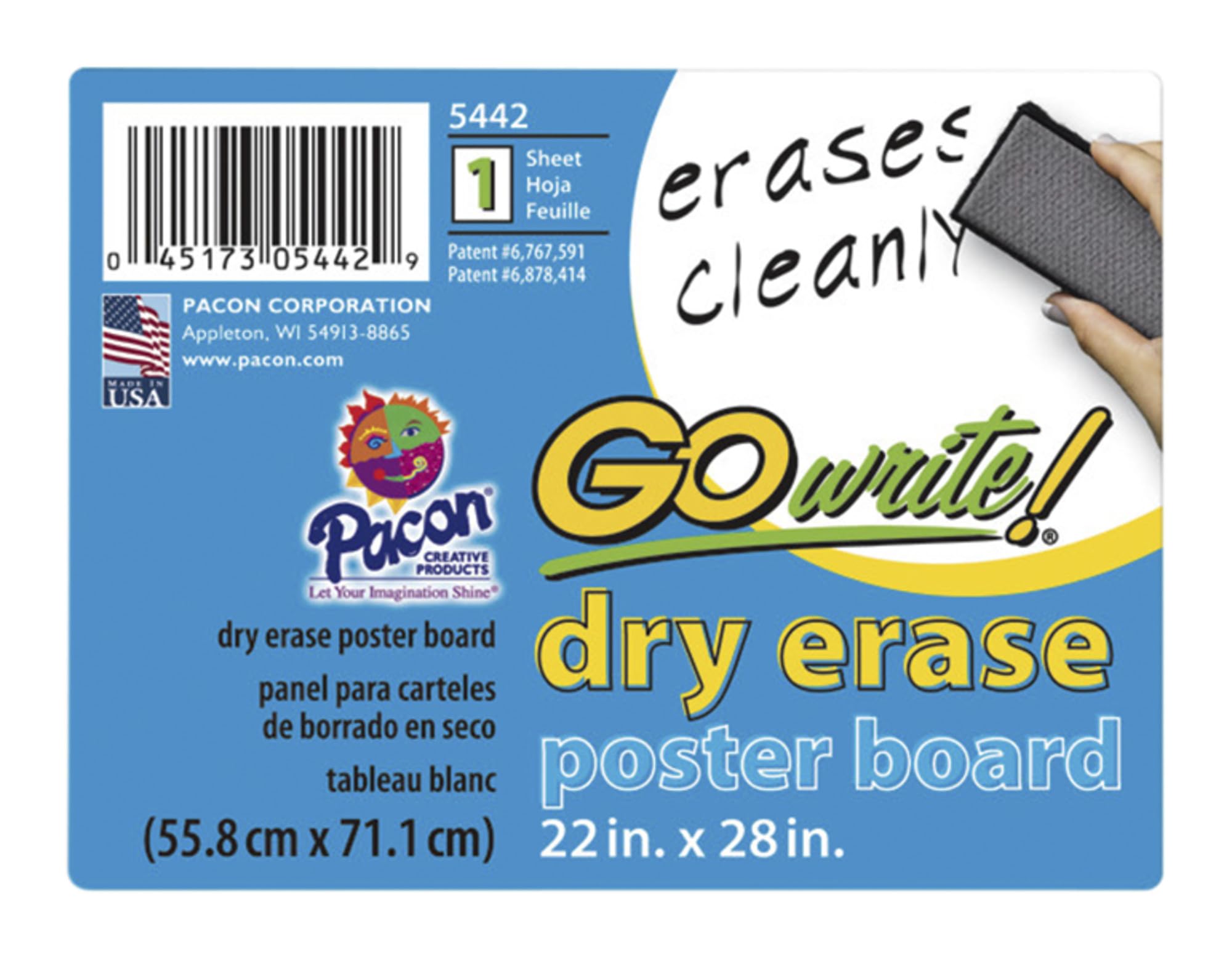 GoWrite!-5442 Premium White Dry Erase Poster Board - 22
