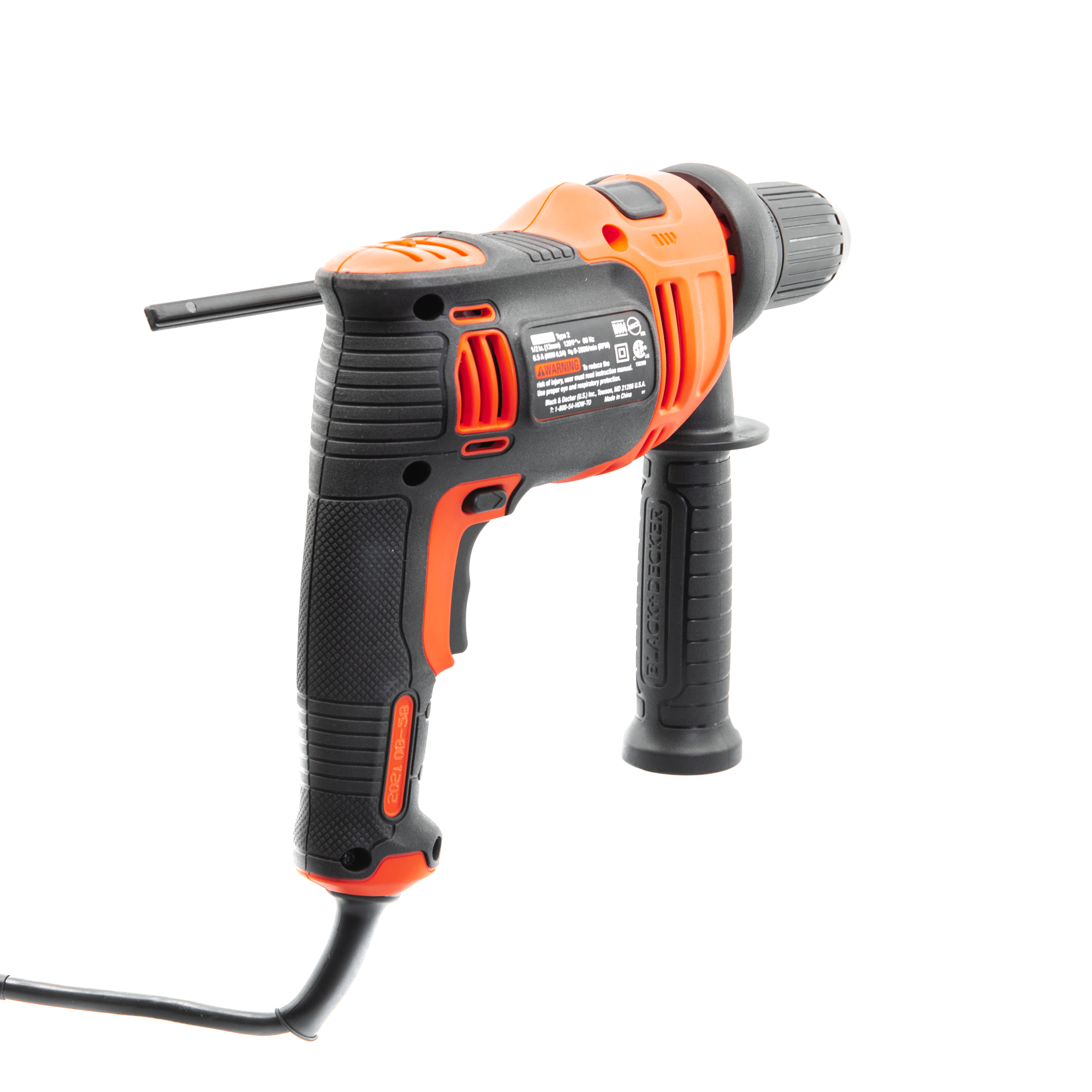 6.5 Amp 1/2 Inch Heavy Duty Hammer Drill - Powerful Corded Electric Drill for Concrete, Masonry & Metal - Perfect for Construction, DIY Projects & Home Renovations
