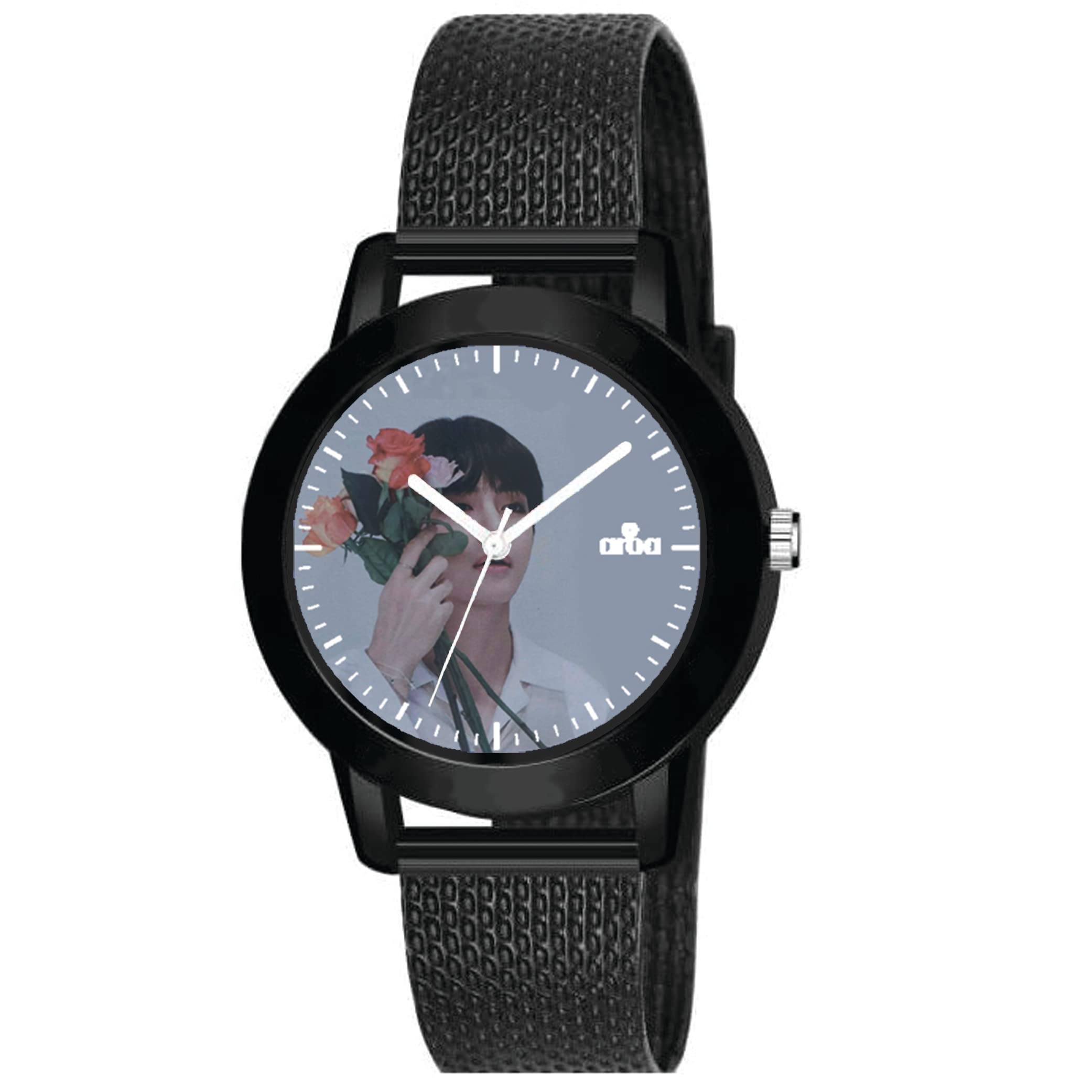 BTS Taehyung Inspired AROA Women's Analog Watch - Black Metal & Rubber Strap, Blue Dial, Stylish Fashion Watch for Girls | Perfect for Casual Wear, Office, and Special Occasions