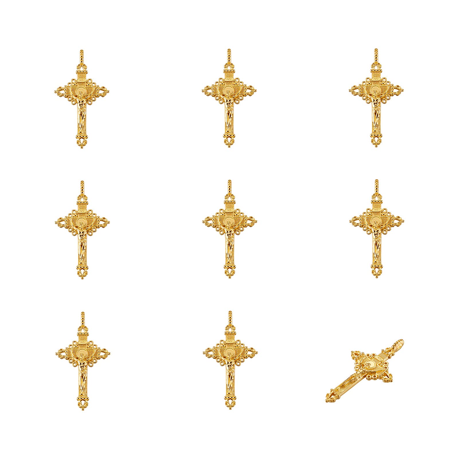 20pcs Tibetan Style Golden Crucifix Cross Pendants - 50x28x3mm with 3mm Hole - Perfect for Rosary Beads, Necklace Making & DIY Jewelry Crafting - Ideal for Religious Gifts, Spiritual Accessories & Handmade Projects