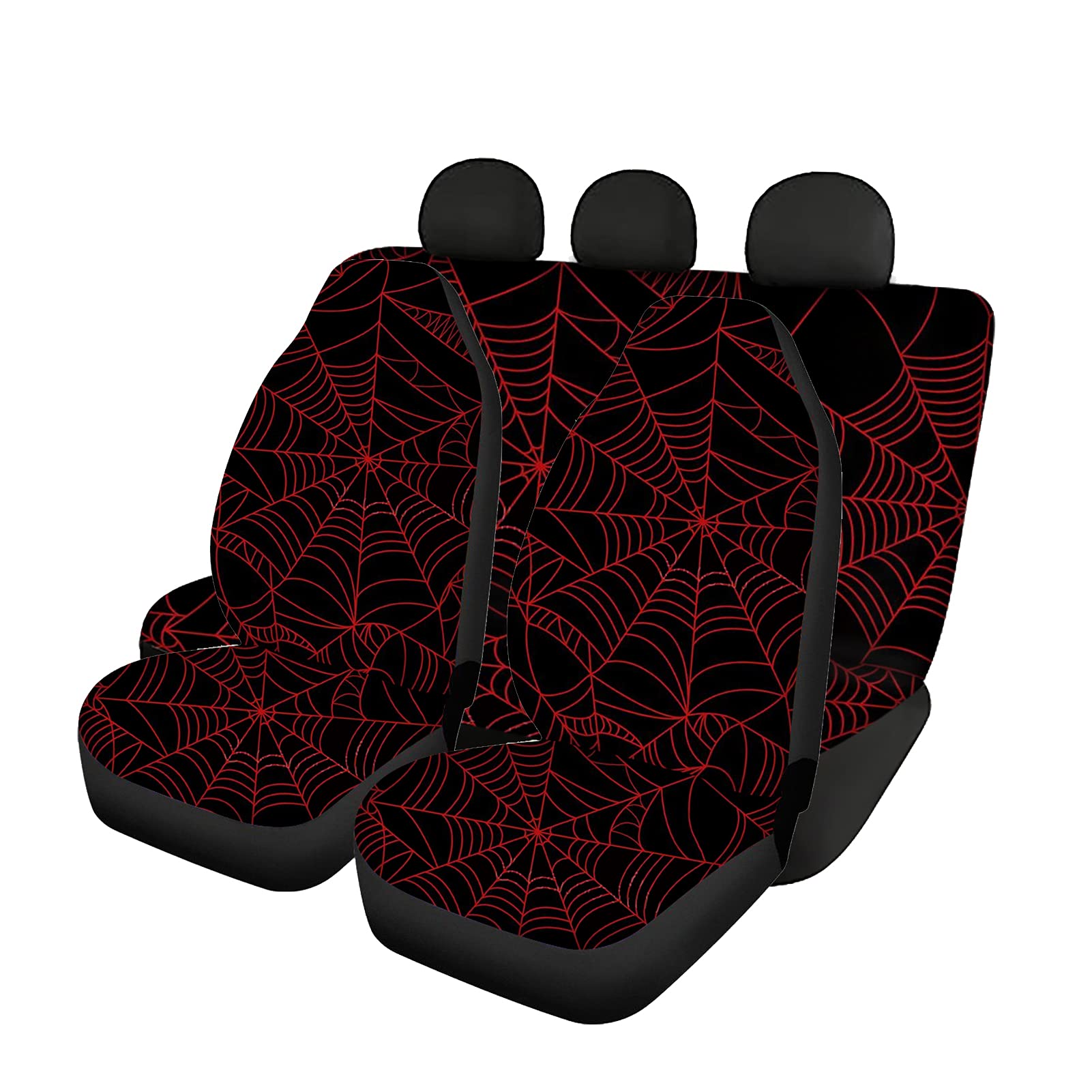 Spider Web Car Seat Covers Full Set for Women - Universal Fit for Cars, Trucks & SUVs - Front & Rear Seat Protector - Durable Interior Accessories for Daily Commute & Road Trips
