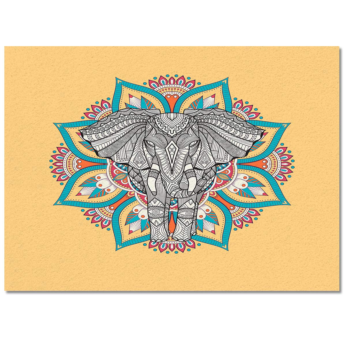 Orange Boho Style Elephant Print Non-Slip Indoor Area Rug - Soft Rectangular Carpet for Living Room, Bedroom, Kids Room & Kitchen Decor - 4'x6' - Perfect for Cozy Home Accents and Playful Nursery Themes