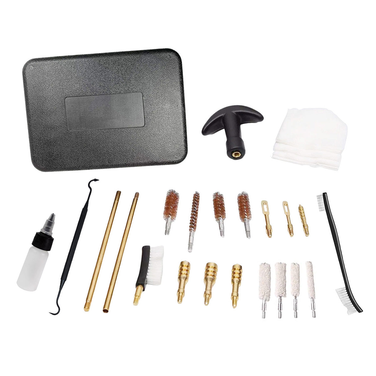 Premium Gun Cleaning Kit for .22, .38, .40, .45 & .30 Caliber - Bronze Brush, Mop Brush, Brass Jags & Rods for Rifle & Pistol Maintenance - Includes Durable Travel Case - Perfect for Hunting, Range Practice & Firearm Care