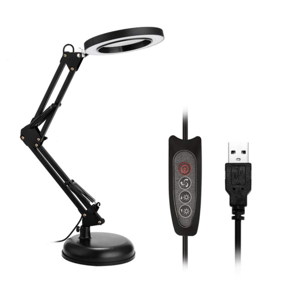 5X Magnifying Glass with LED Light - Adjustable Desk Lamp for Reading & Crafts - 3 Dimming Modes, USB Powered - Perfect for Jewelry Making, Sewing, and Close-up Work