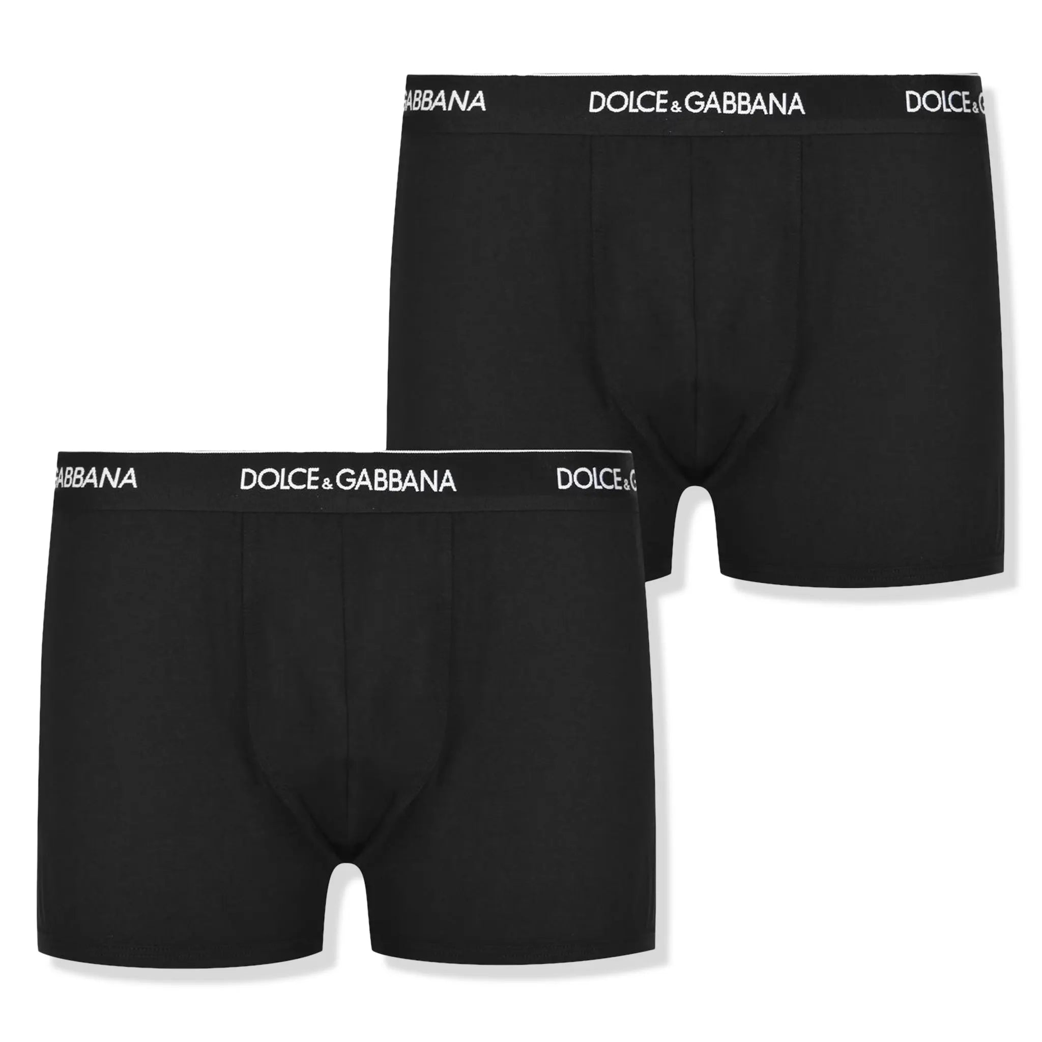Dolce & Gabbana Men's Stretch Cotton Boxer Briefs 2-Pack - Soft Black Underwear for Everyday Comfort & Style | Perfect for Work, Travel & Lounge Wear