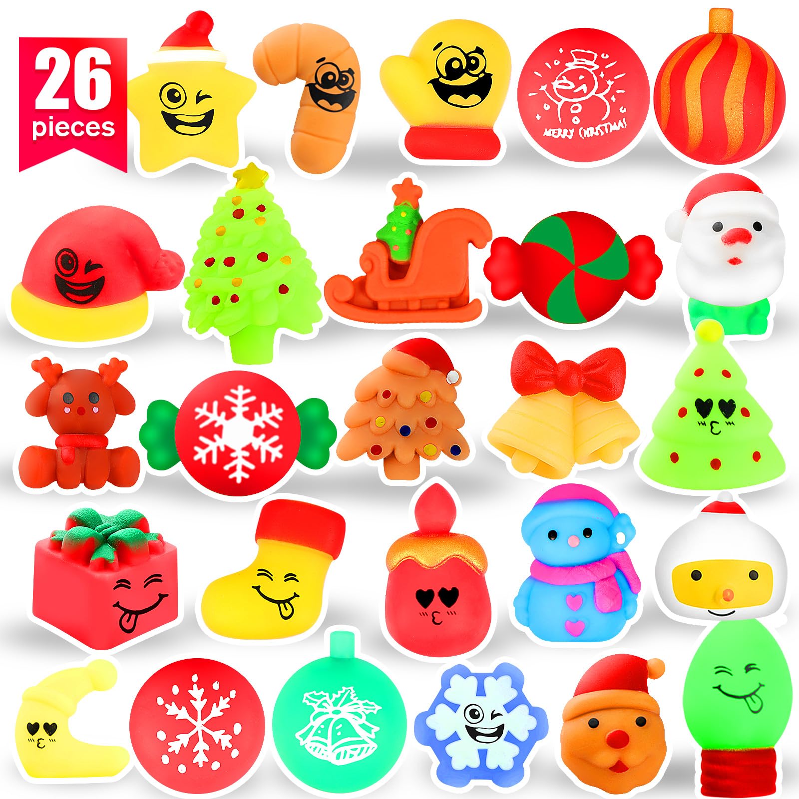 26 Pack Kawaii Cat Squishy Toys - Stress Relief Gifts for Birthdays & Parties