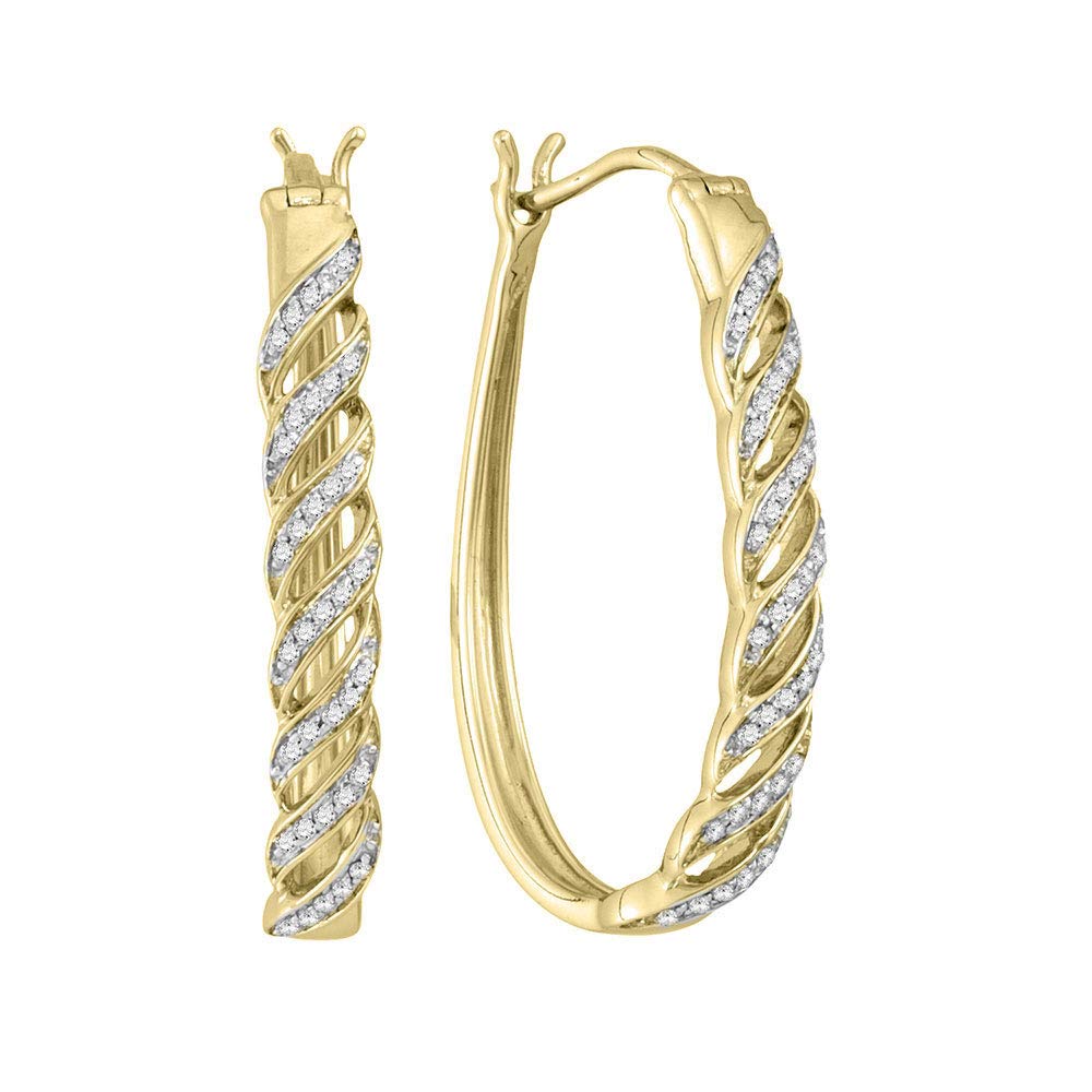 10Kt Yellow Gold Round Diamond Hoop Earrings for Women - 1/5 Cttw Fine Jewelry - Perfect for Weddings, Parties & Everyday Elegance