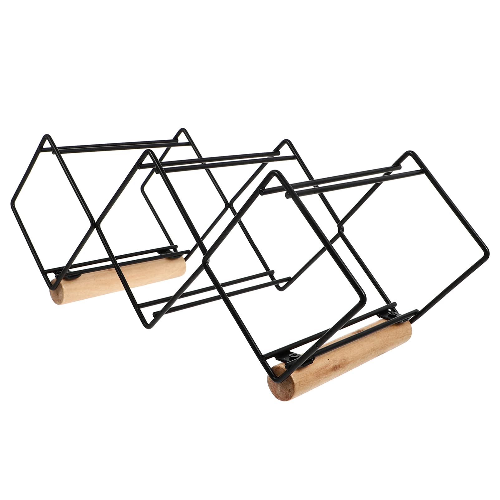 Stylish Hemoton Iron Wine Bottle Rack with Wood Base - Wine Display Organizer for Home Bar, Kitchen Counter, or Wine Cabinet Storage - Perfect for Entertaining Guests & Home Decor