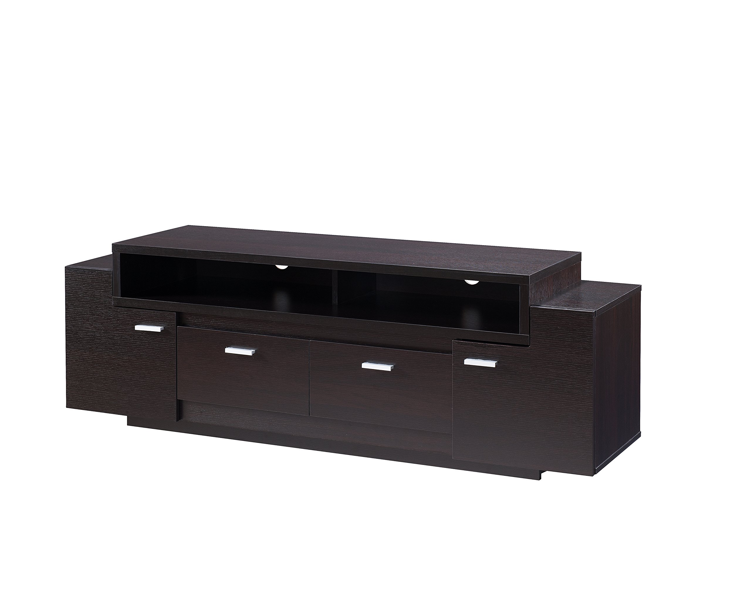 Furniture of America Amani Modern TV Stand in Cappuccino - Stylish Entertainment Center for Living Room & Home Theater Setup