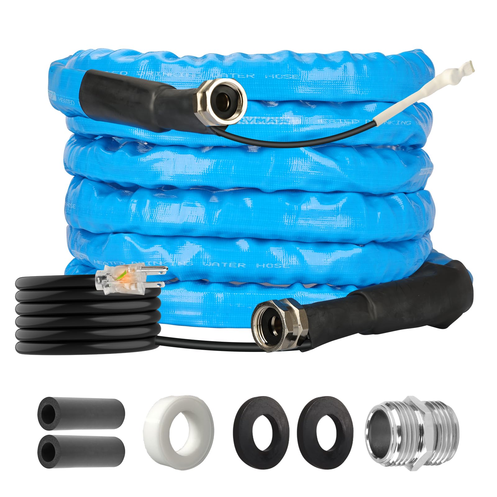 RVMATE 15FT Heated RV Water Hose with Thermostat - Freeze Proof Down to -20℉, Energy Saving Design for RV, Camper, Home & Garden Use - Perfect for Winter Camping and Outdoor Water Supply